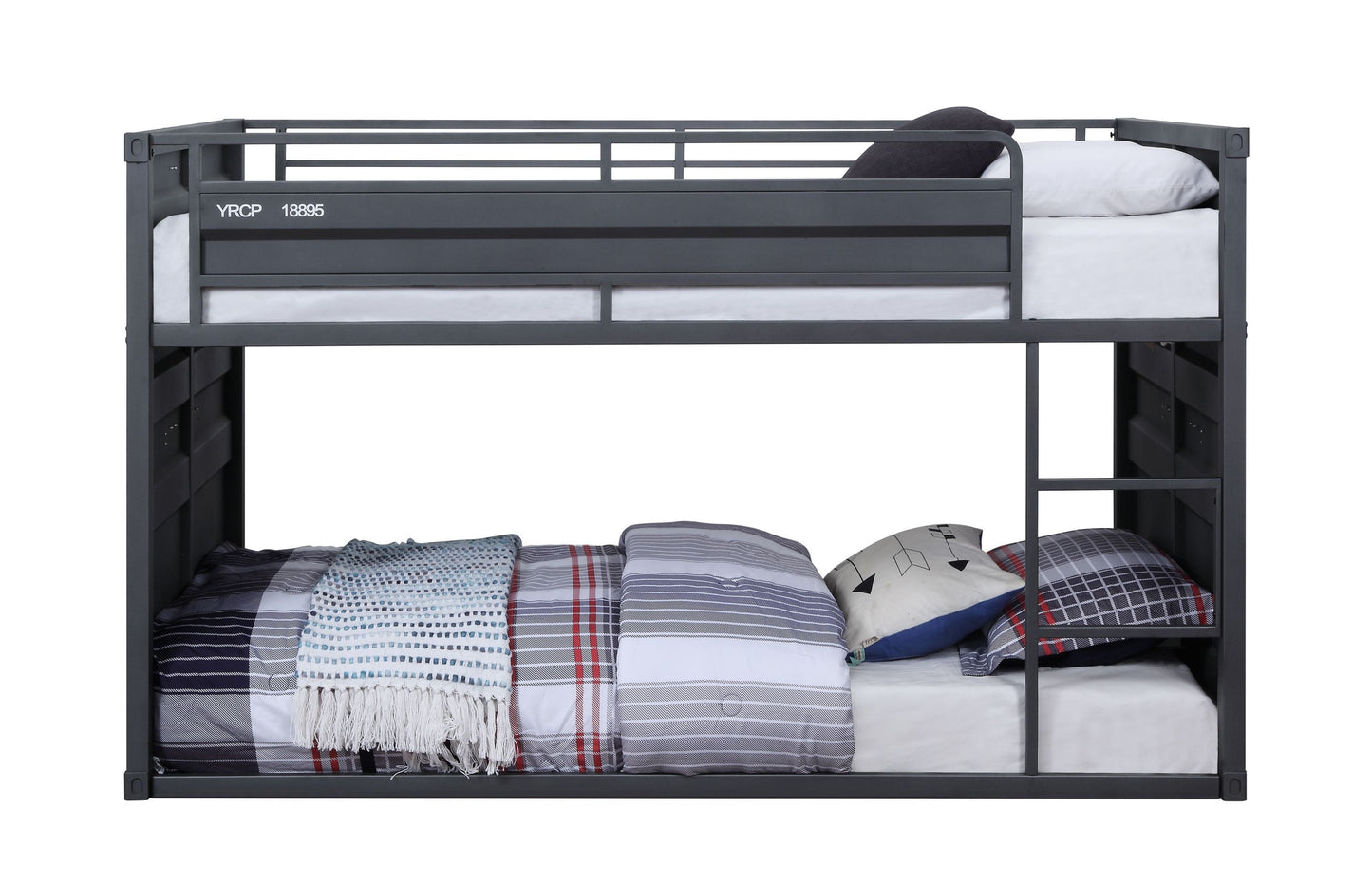 Gunmetal Cargo Twin Size Bunk Bed with Shipping Container Inspired Design