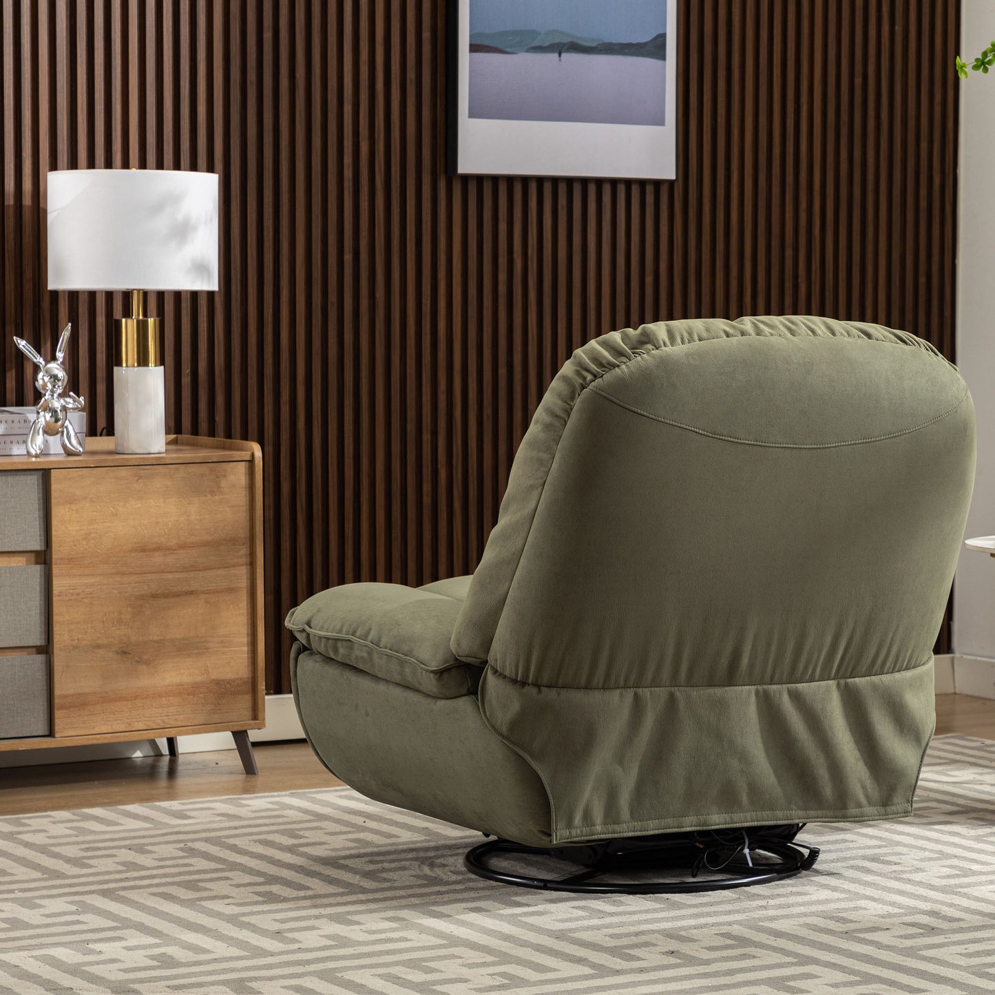 Green Smart Power Recliner Sofa with Integrated USB Charger, Bluetooth, and Voice Control