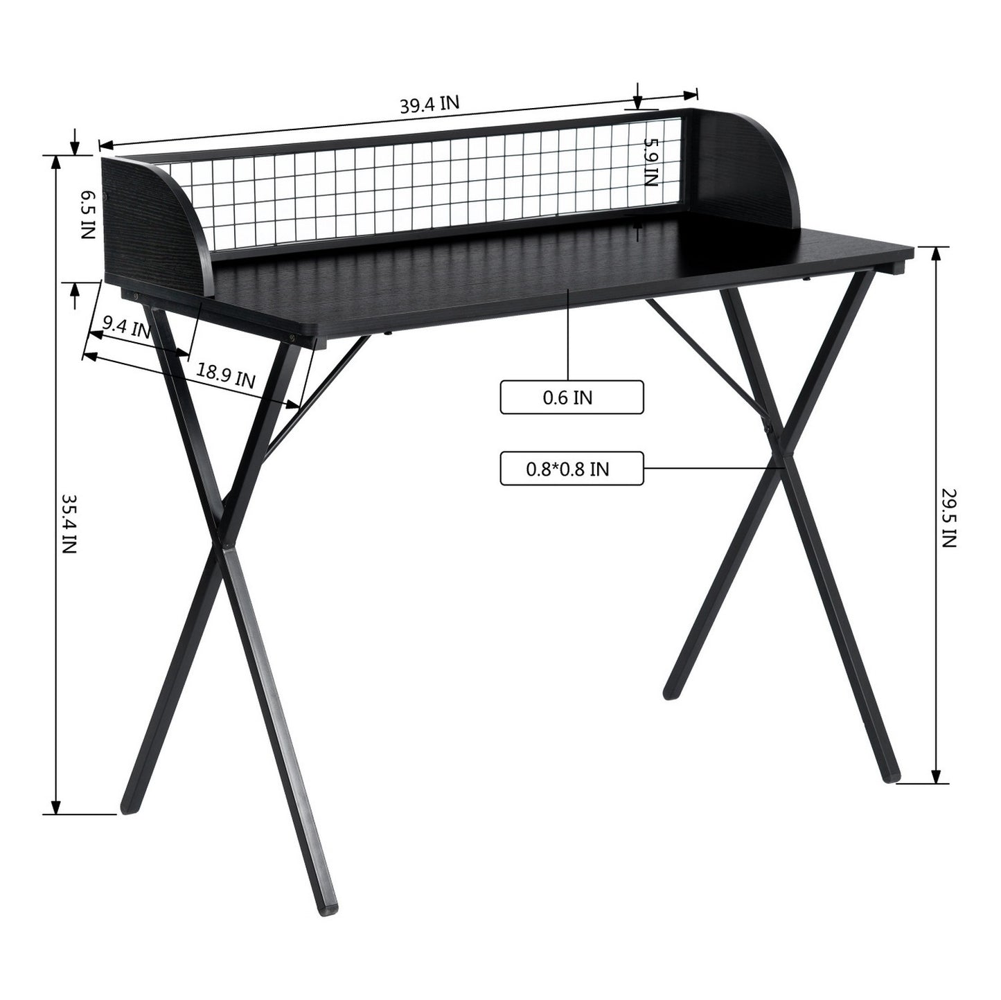 Black Rectangular Computer and Writing Desk with Modern Design