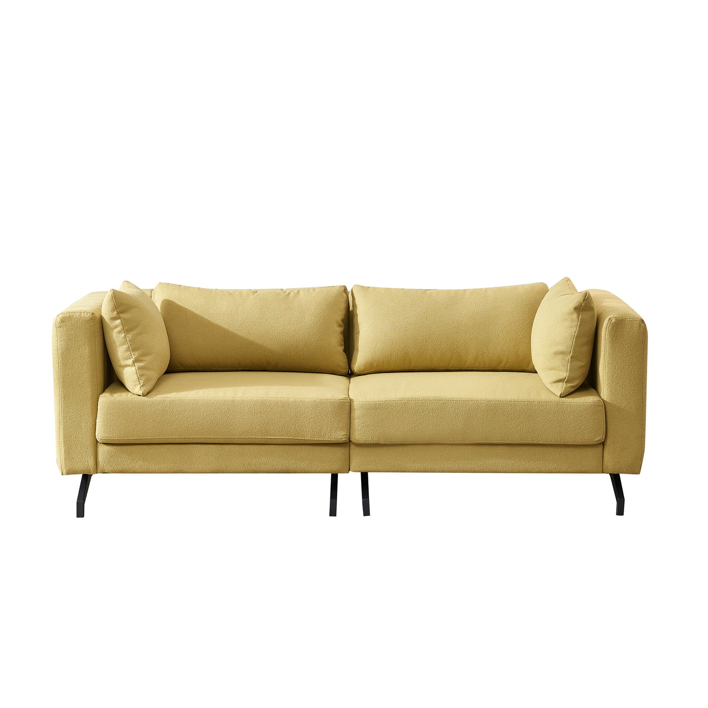 Living  Room  Sofa Couch with Metal Legs Yellow Fabric