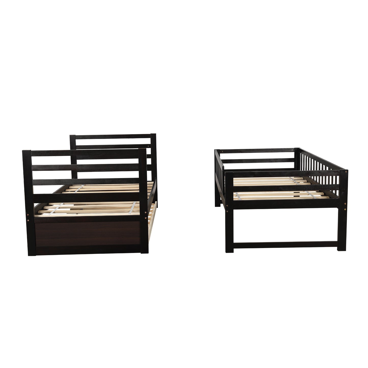 Children's Twin Bunk Beds with Trundle Bed and Safety Features