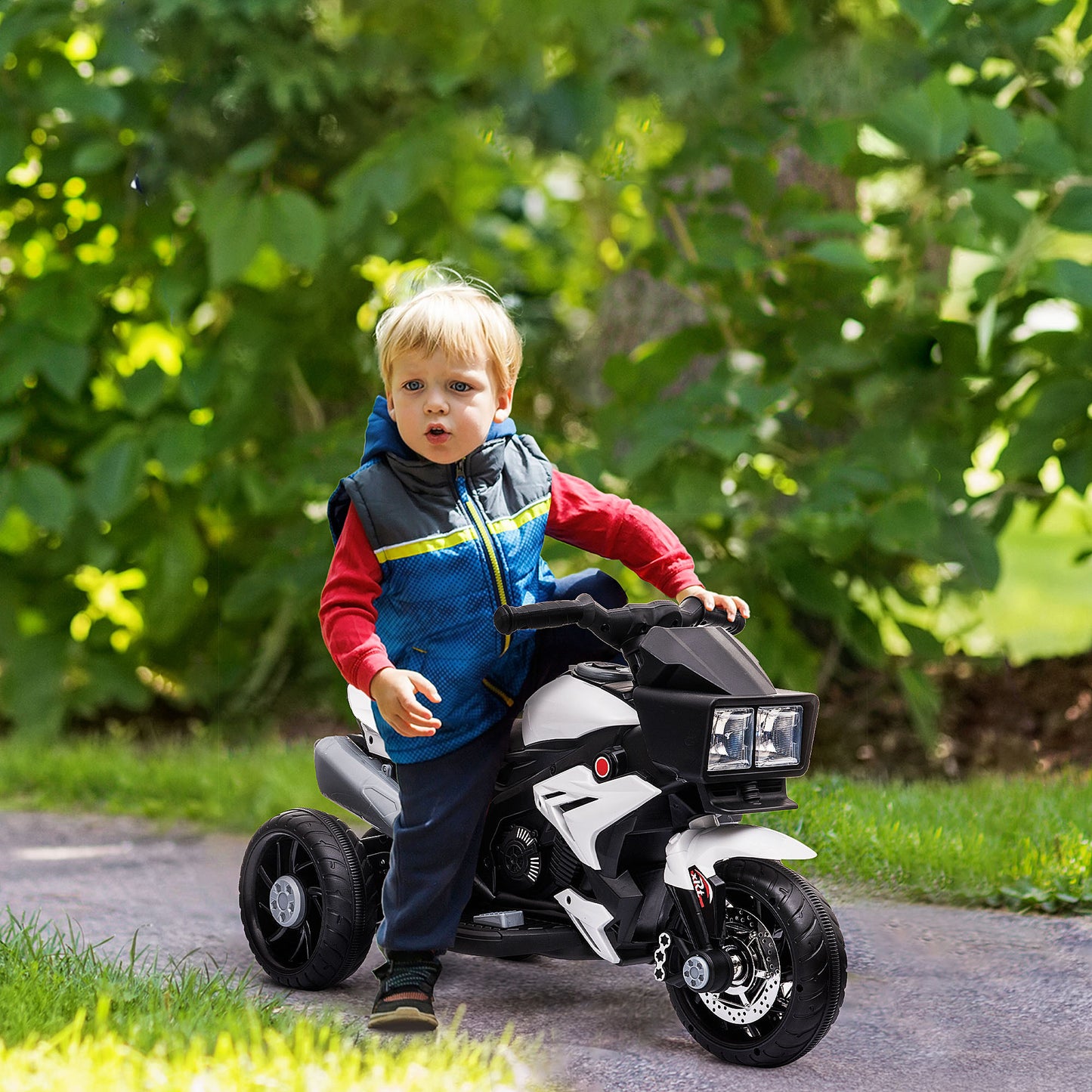 6V Kids Motorcycle Ride-on Toy for Toddlers and Up to 5 Years Old, High-Traction Battery-Operated Ride-on Vehicle, Mini Motorbike for Kids, White