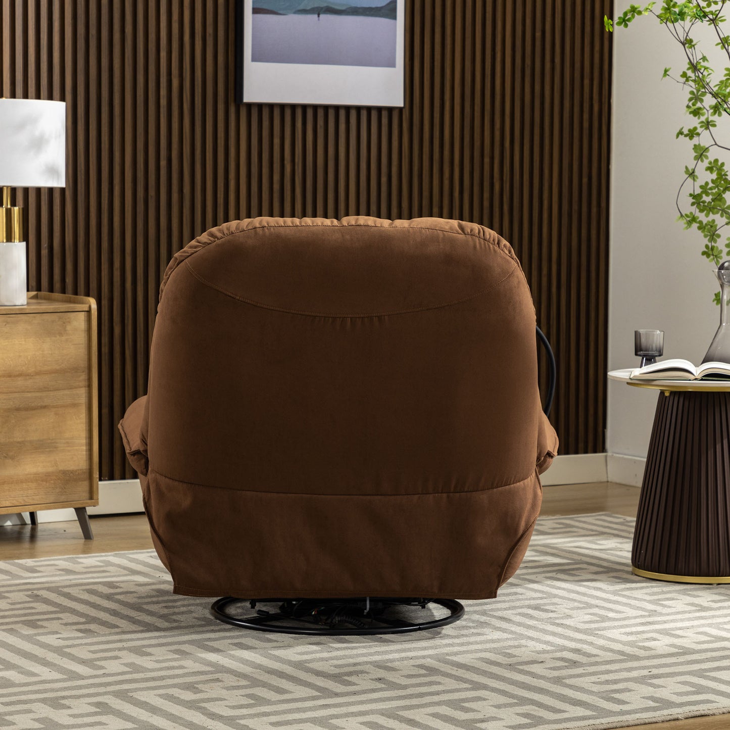 Intelligent Brown Power Recliner Sofa with Swivel, USB Charger, Bluetooth, and Voice Control