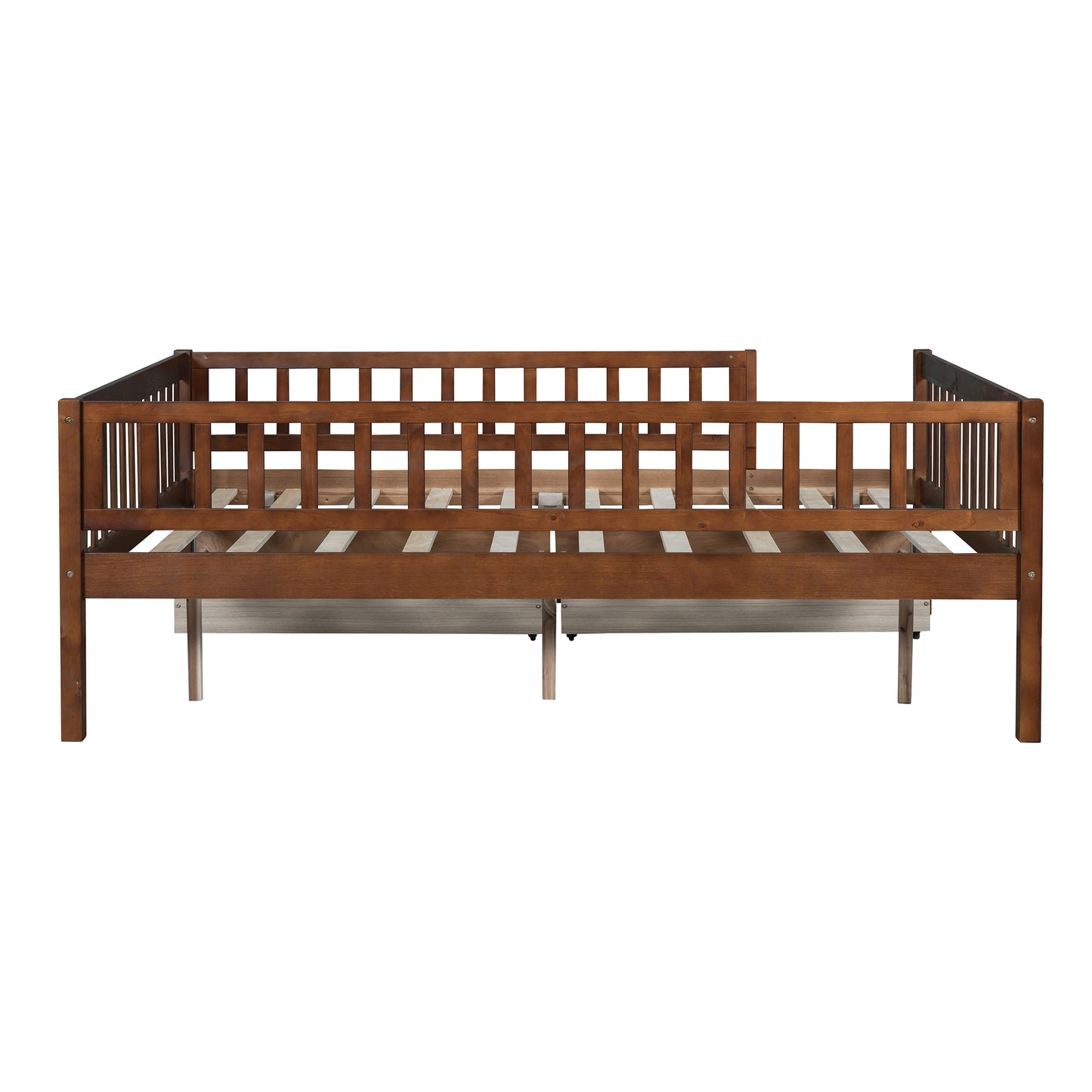 Full Size Daybed Wood Bed with Two Drawers, Walnut