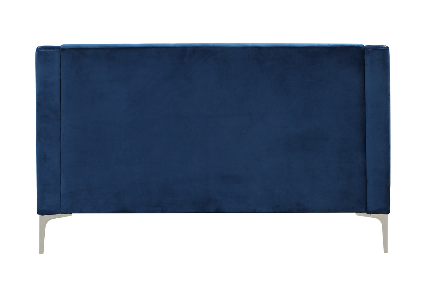 Button Tufted Back Blue Modern Sofa with Metal Legs and Plush Upholstery - 55.5