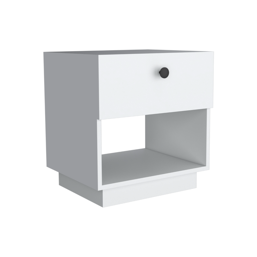 Paris 1 Drawer Nightstand, Open Lower Shelf -White