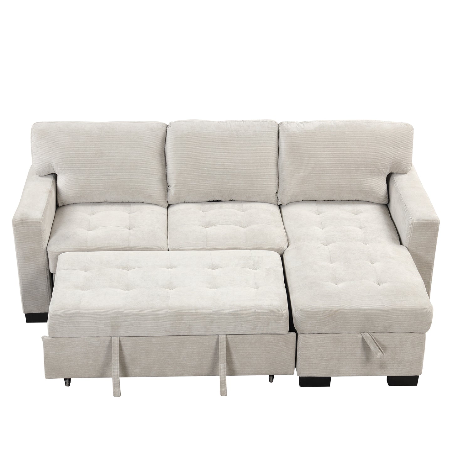 Elegant Light Gray Sectional Sofa with Versatile Storage and USB Charging