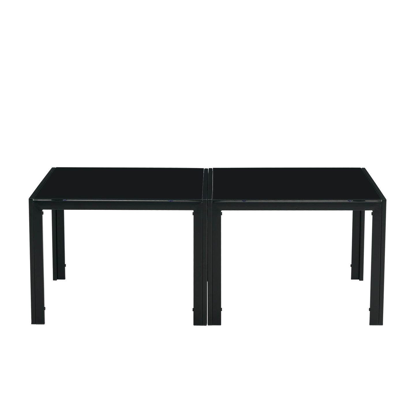 Modern Black Tempered Glass Coffee Table Set of 2 for Living Room