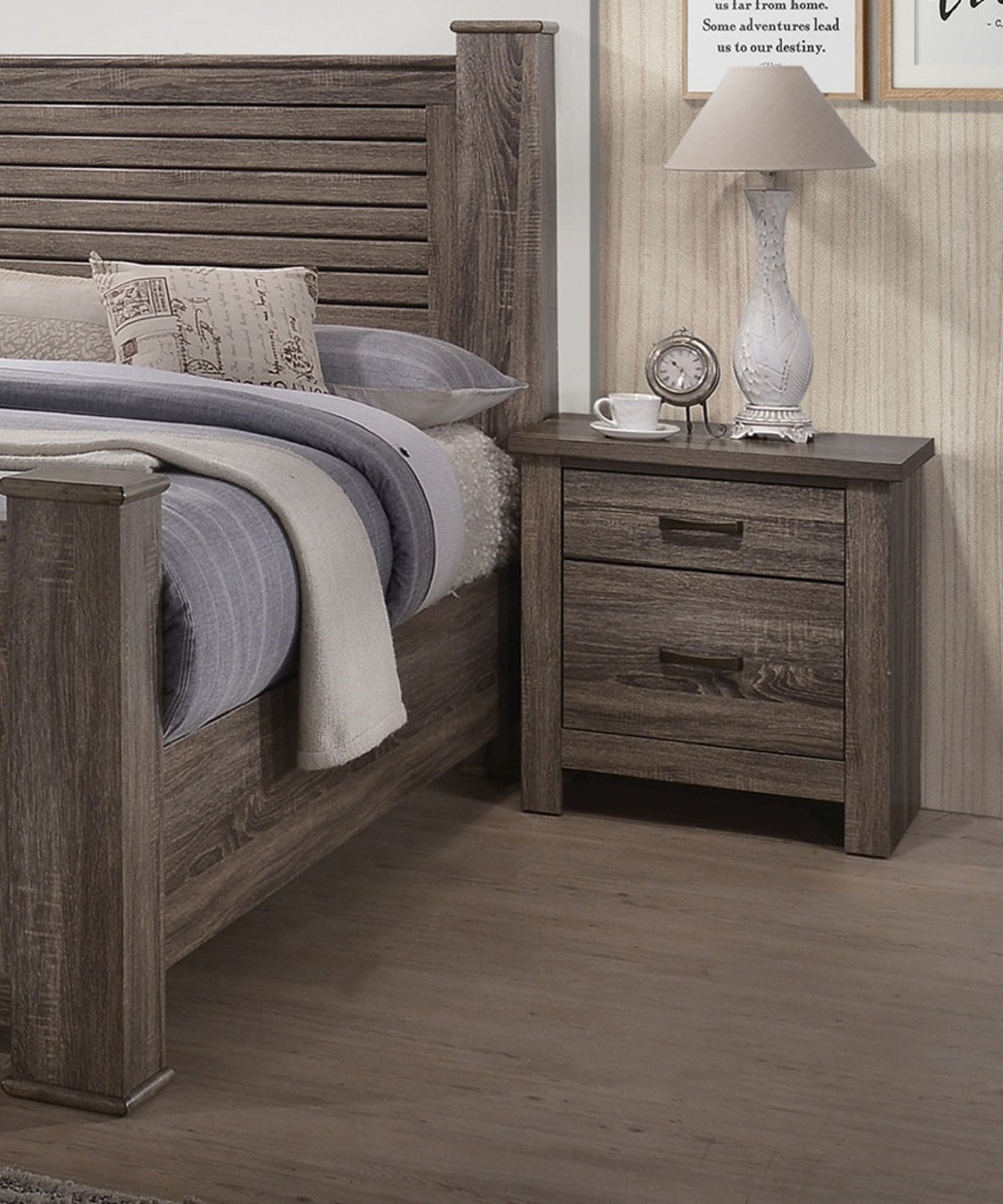 Natural Finish Striking Wooden Nightstand Bedside Table 2x Drawers Storage bedroom Furniture