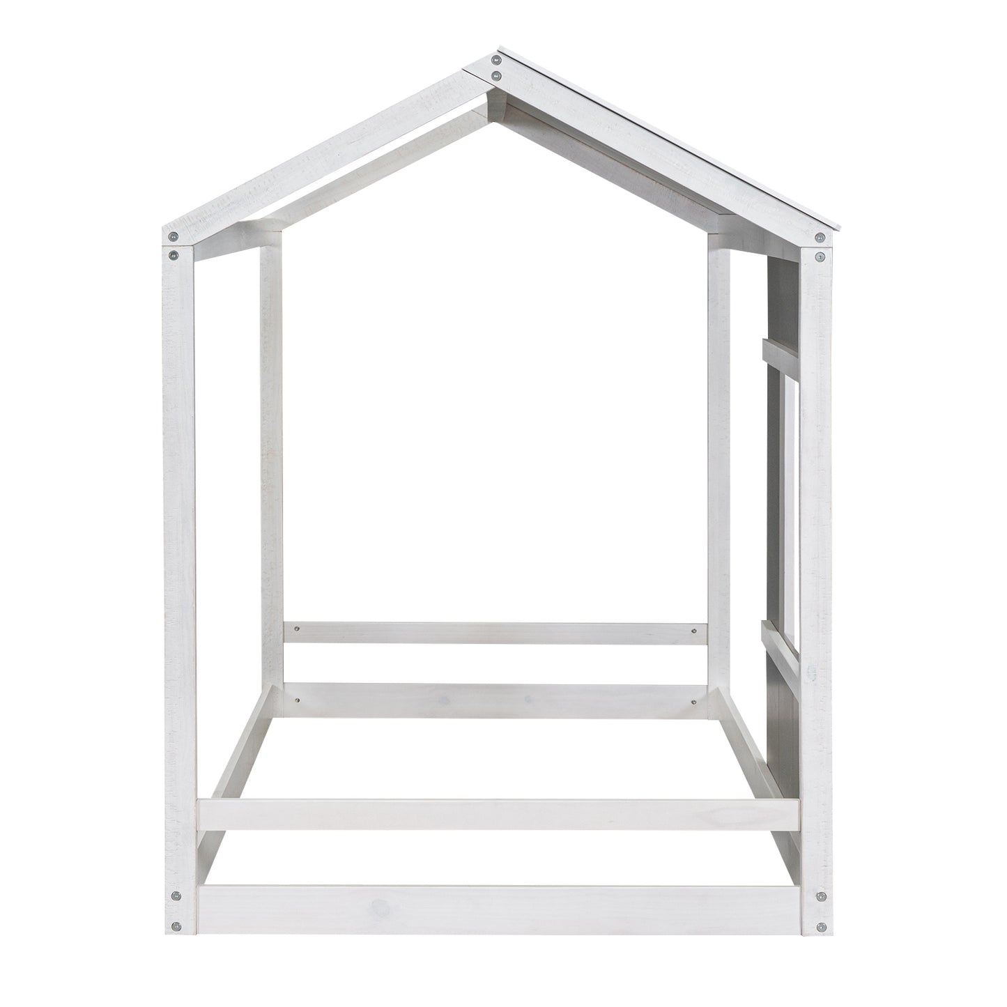 Twin Size House Platform with Roof and Window, White+Antique Grey(: WF294130AAE)