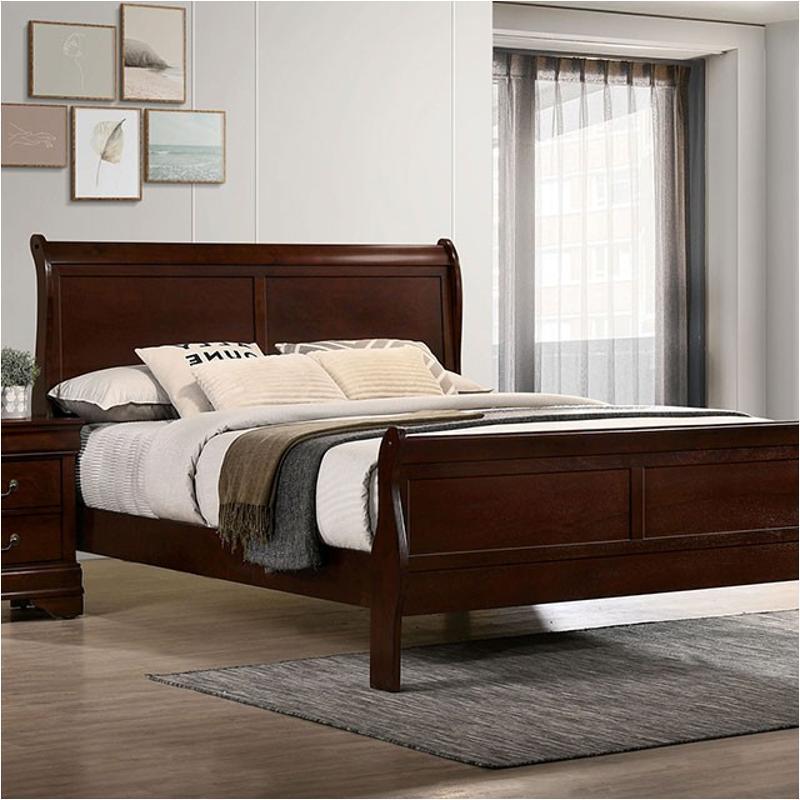 California King Size Bed Cherry Louis Phillipe Solidwood 1pc Bed Bedroom Sleigh Bed