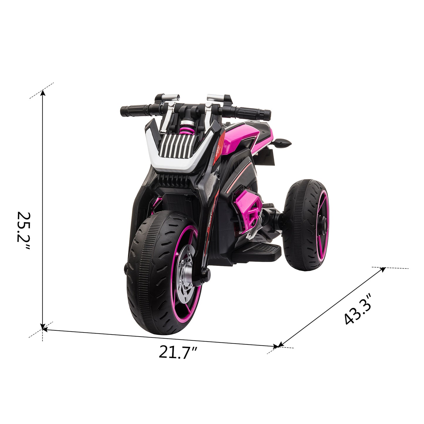 12V Kids Electric Motorbike with Horns and LED Lights, Gift for Kids 3-8 Years, Rosy