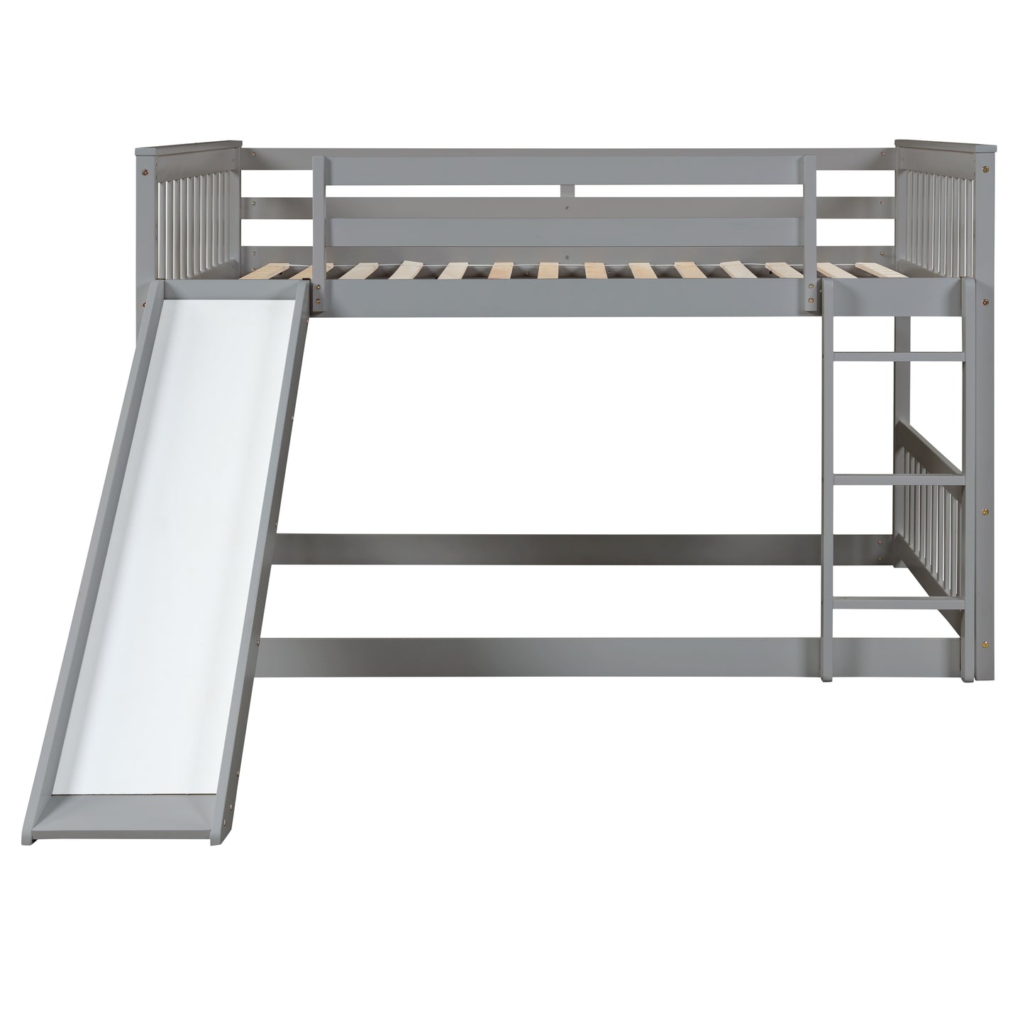 Grey Bunk Bed with Slide, Ladder, and Modern Design