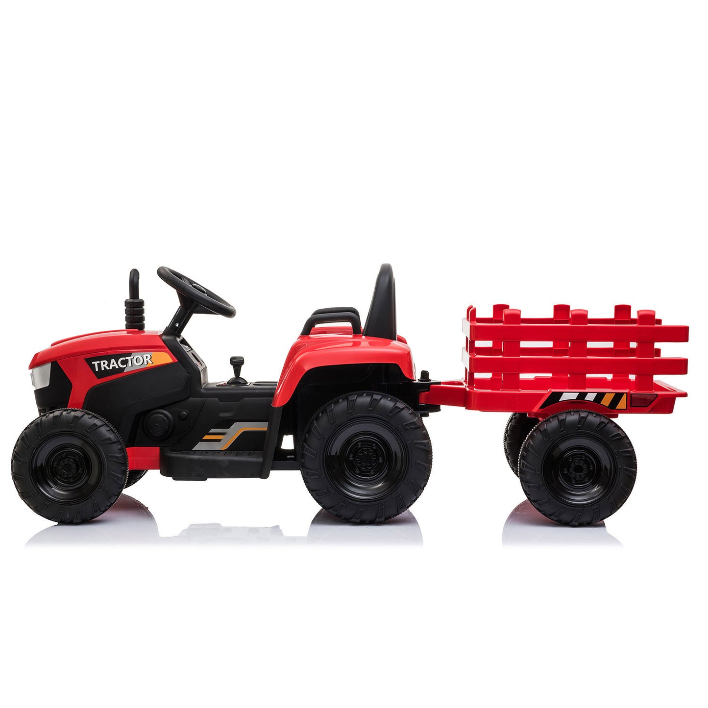 Red 12V Kids Ride-On Tractor with Removable Trailer and Music