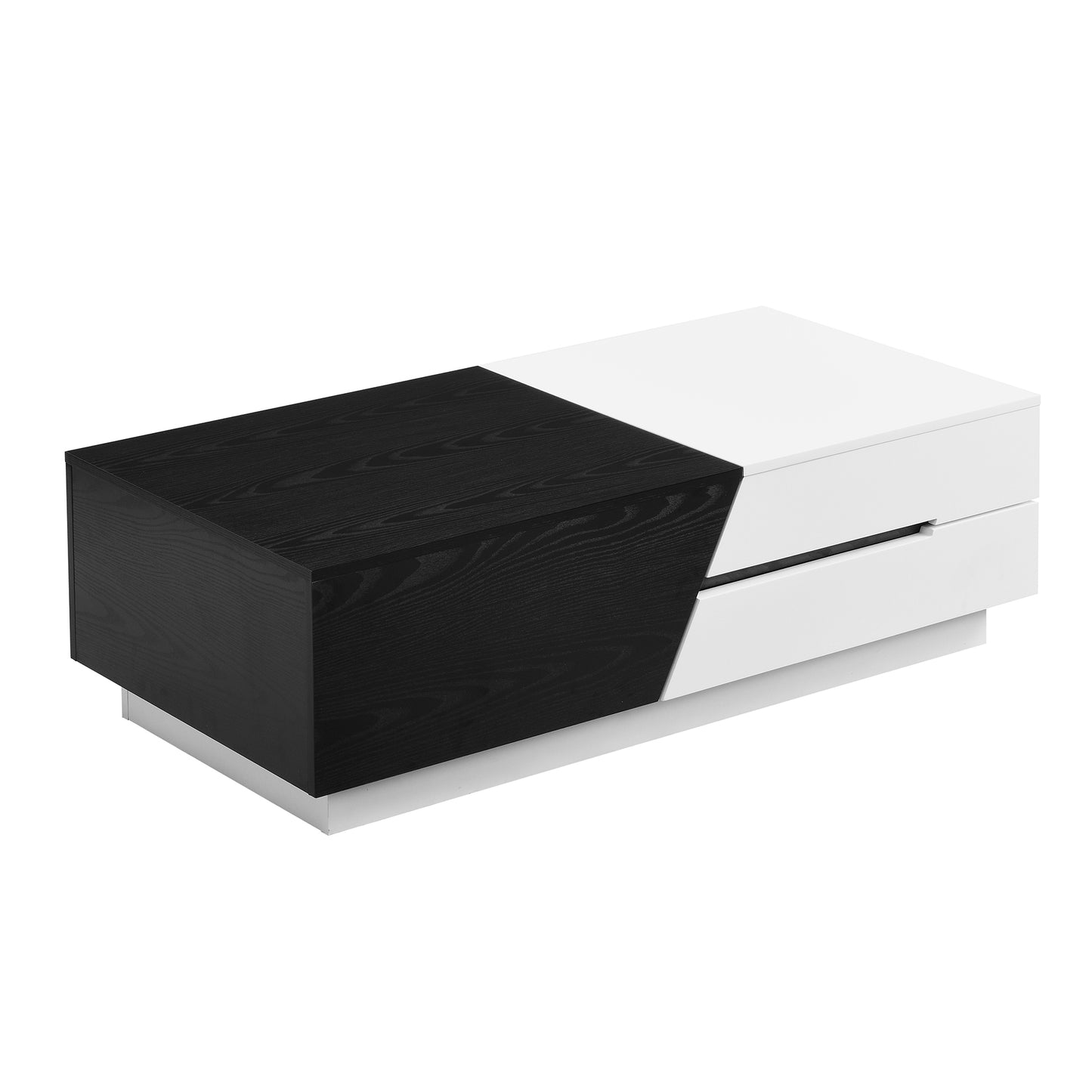 Sleek White and Black Sliding Top Coffee Table with Storage