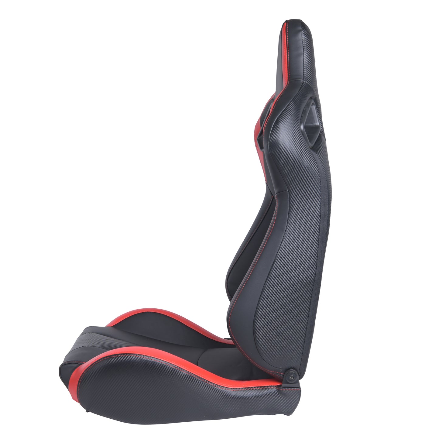 Black and Red PVC Leather Racing Seat with Double Slider - Set of 2