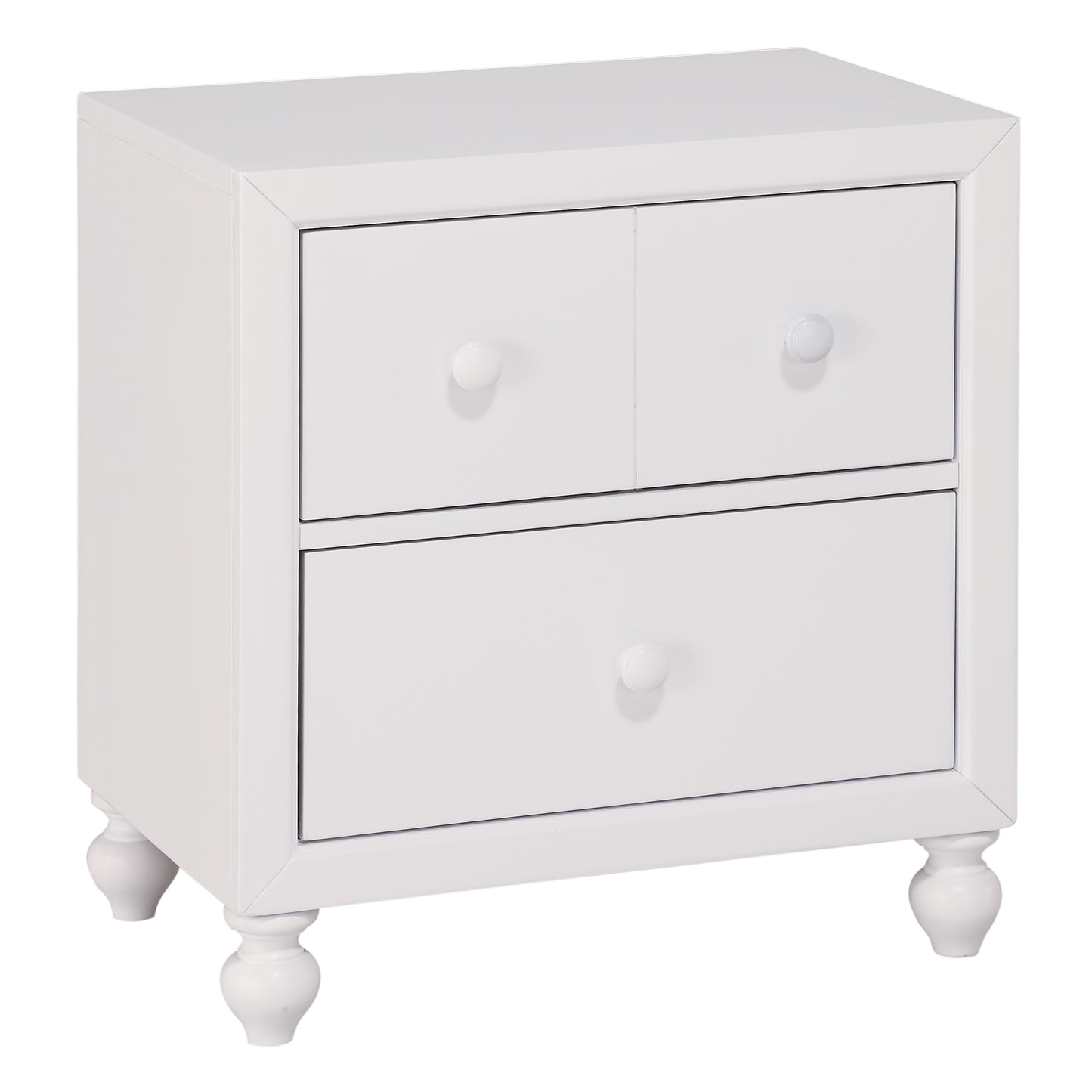 Transitional Look White Finish 1pc Nightstand of Drawers Wood knobs Turned Feet Modern Bedroom Furniture