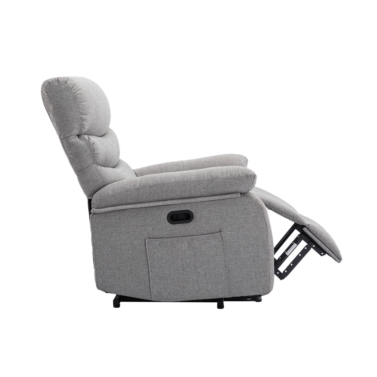 Elderly Power Lift Recliner Chair with Heating, Massage, and USB Charging: Cotton Linen Gray