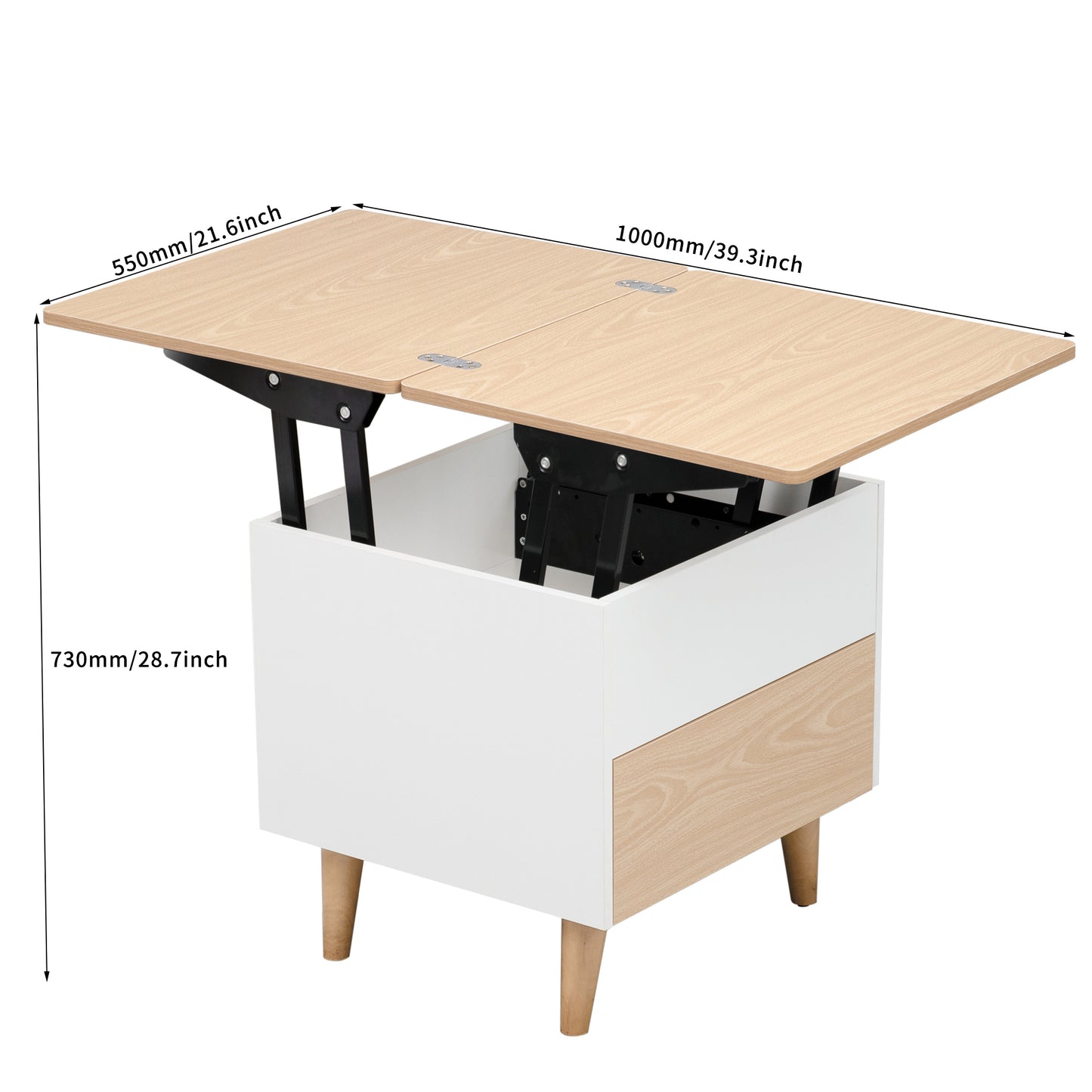 Oak Extendable Coffee Table with Storage & Lift Top