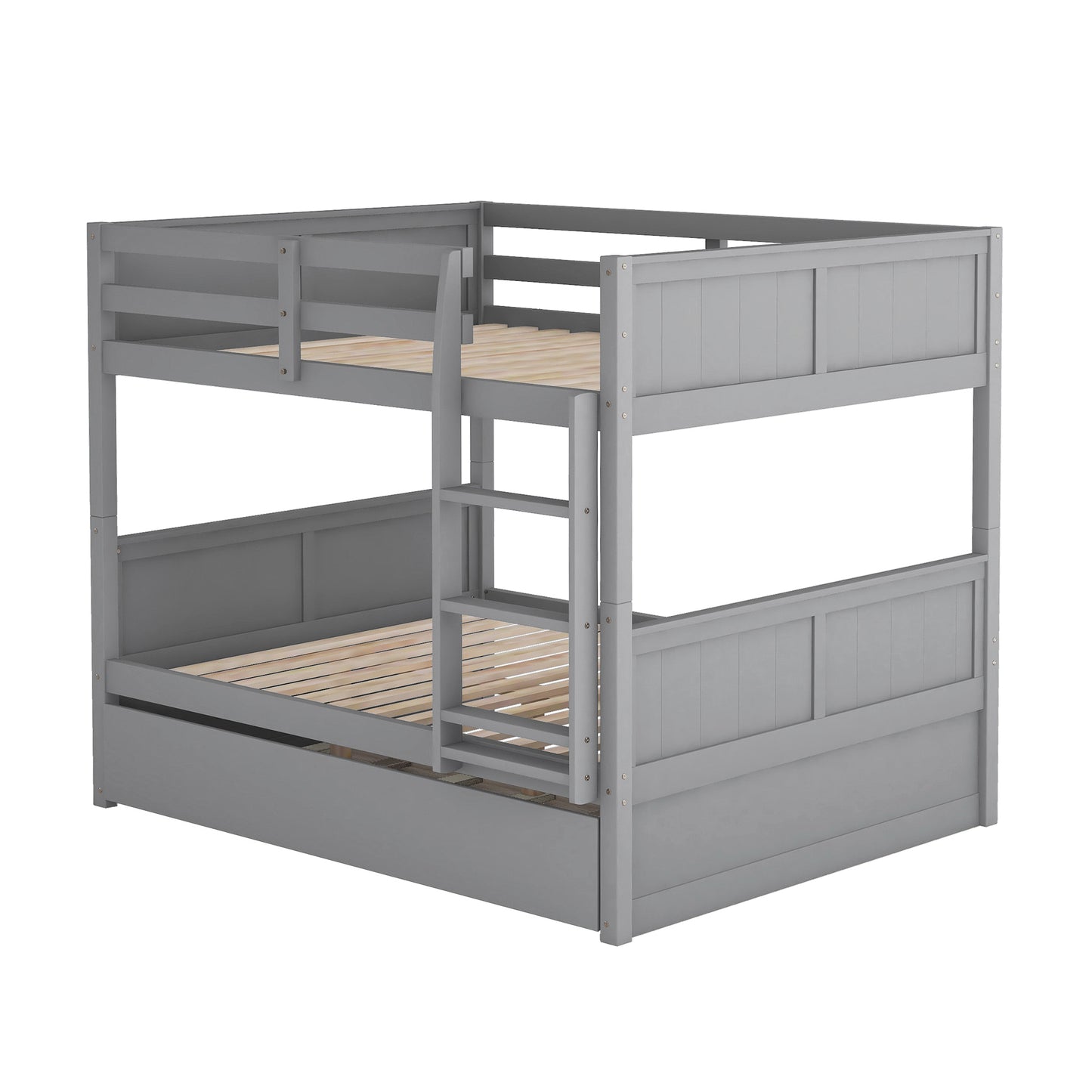 Versatile Full Over Full Bunk Bed with Trundle in Gray