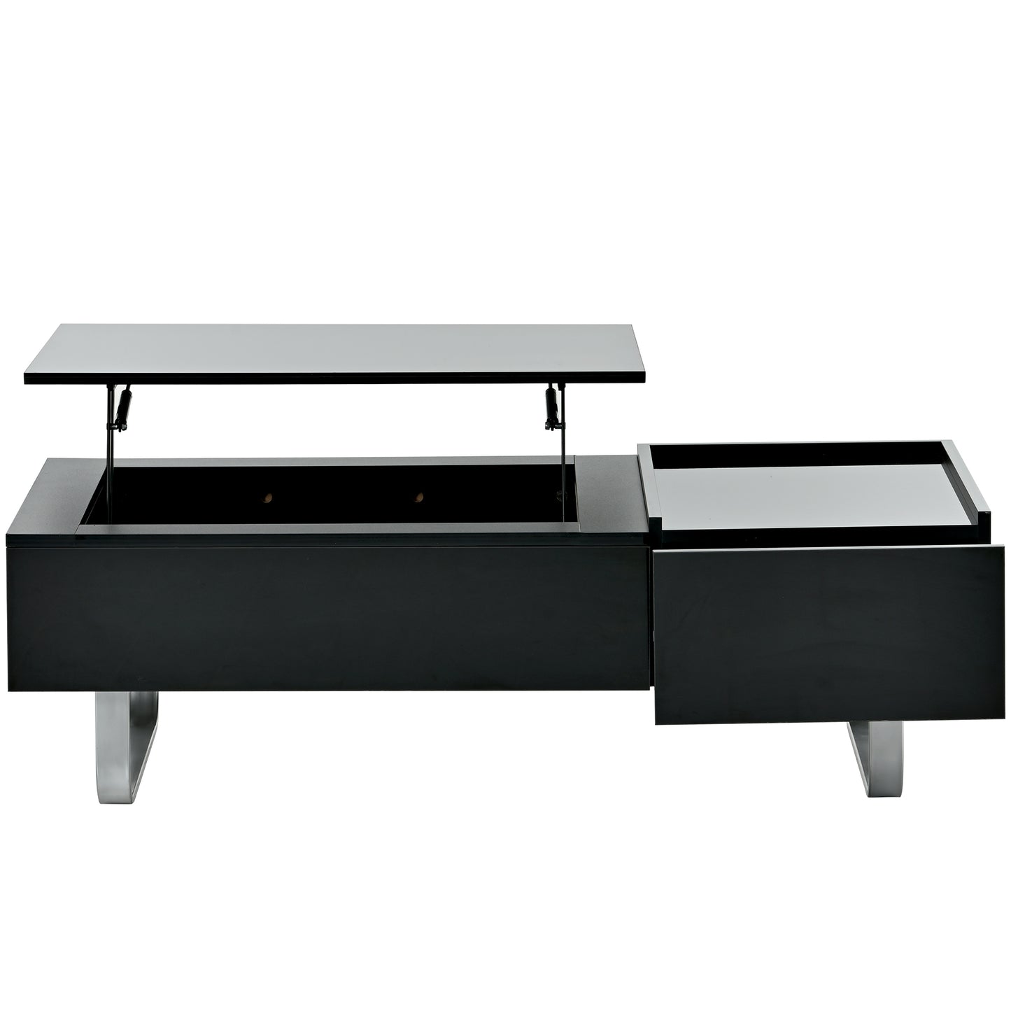 Convertible Lift-Top Coffee Table with Storage Drawer, Modern Black Cocktail Table