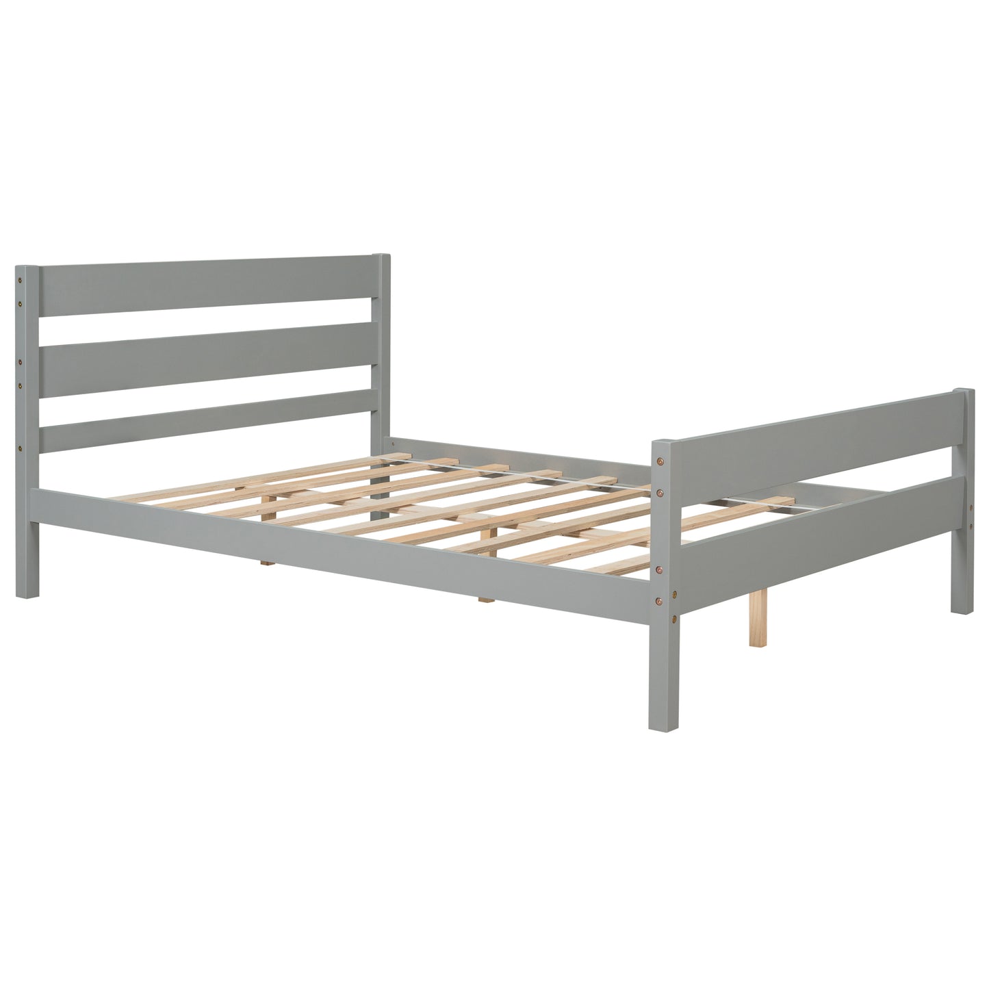 Full Bed with Headboard and Footboard,Grey