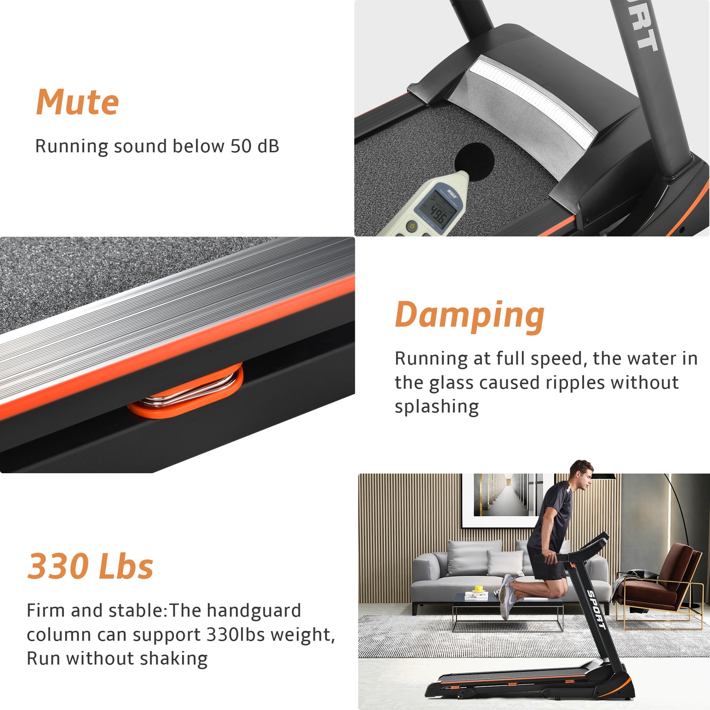 Folding Electric 3.5HP Treadmill With Incline Medium Running Machine Motorised LCD Gym 330lbs Folding Treadmill Electric Motorized Power 14.8KM/H Running Fitness Machine Gym(W54022178 Upgrade)