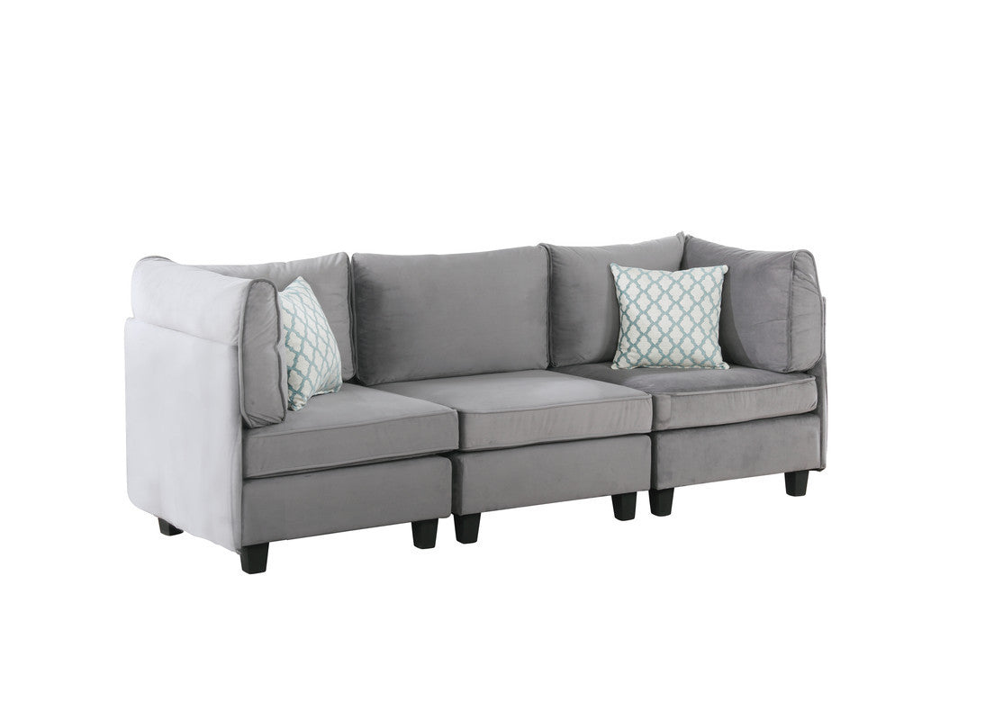 Zelmira Gray Velvet 3Pc Sofa