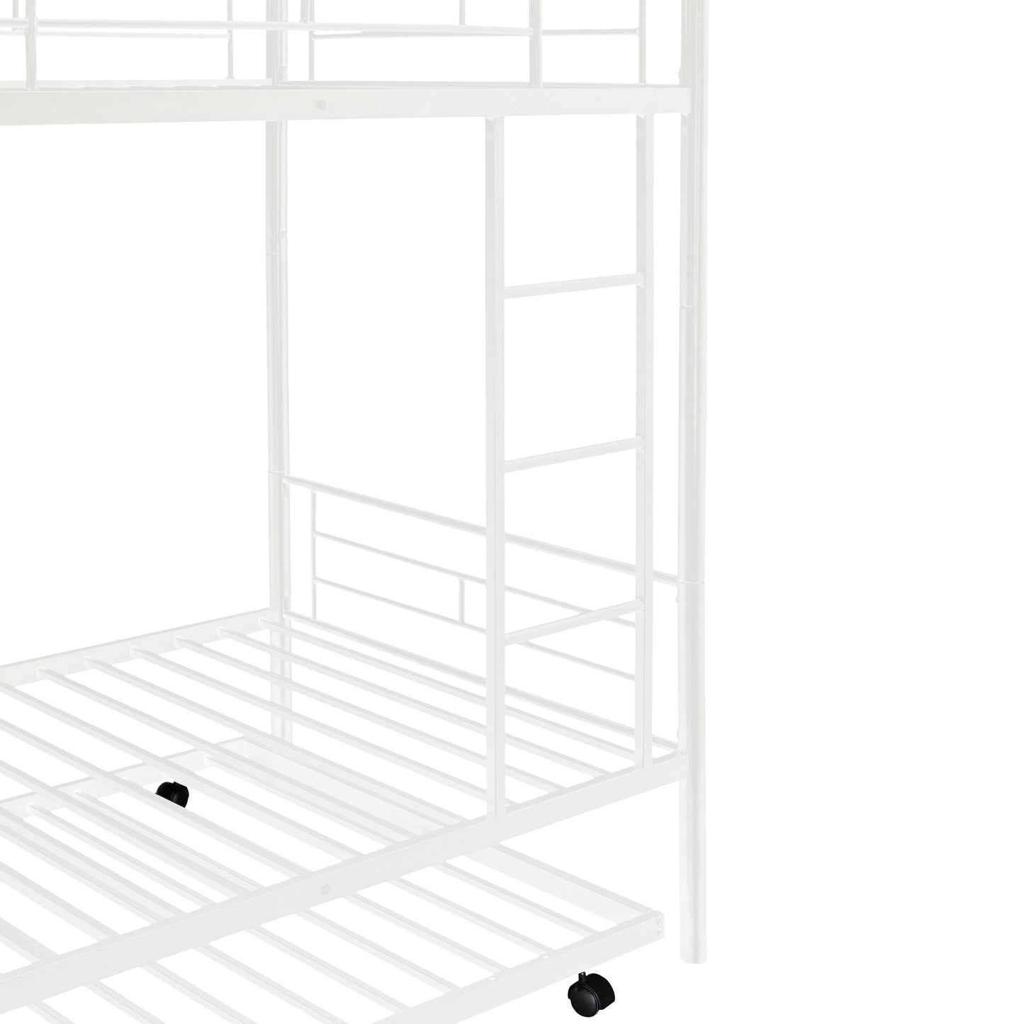 Trio Metal Bunk Bed With Trundle, Convertible to Two Beds, White (MF194806AAK)