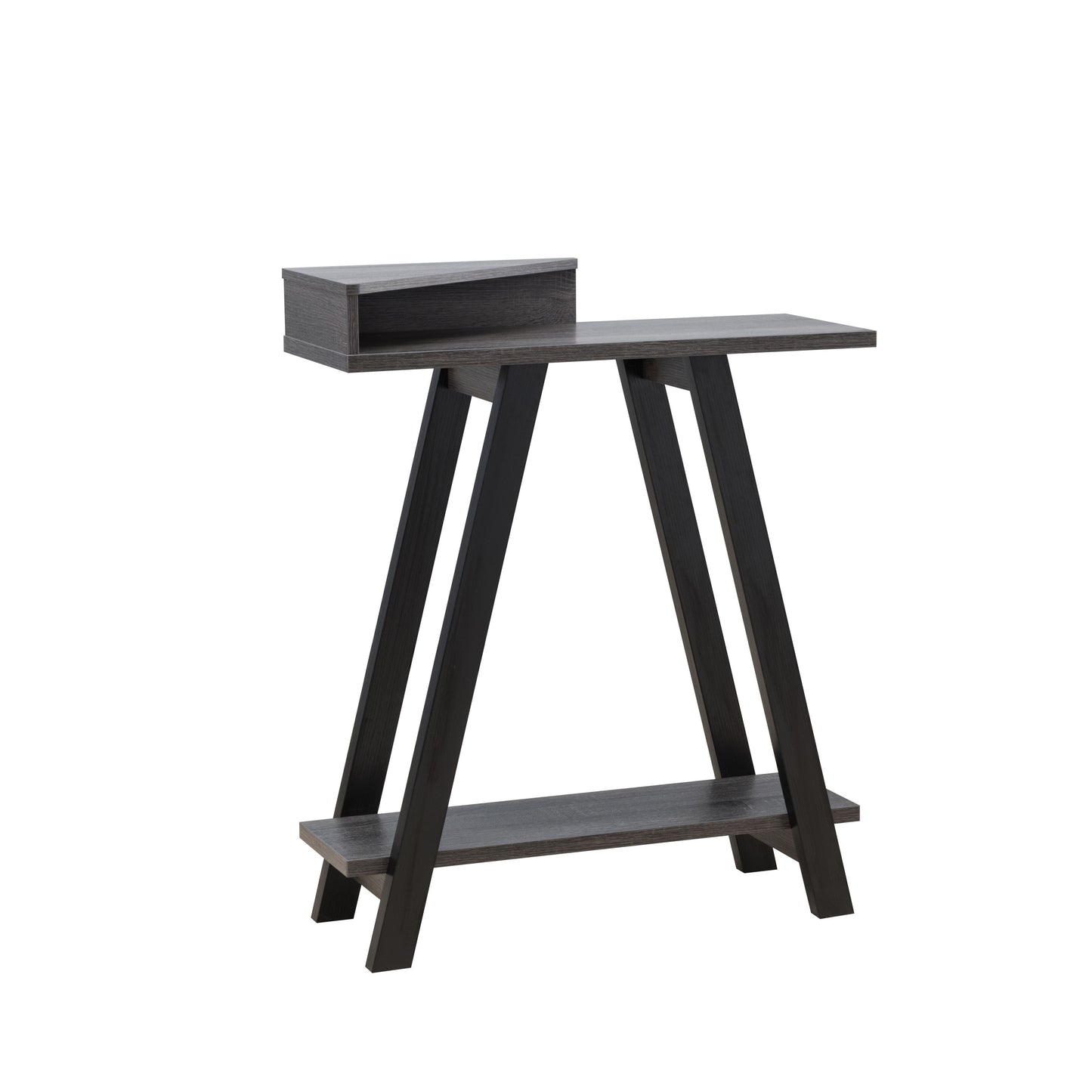 Grey & Black Distressed Console Table with Unique A-Shaped Legs