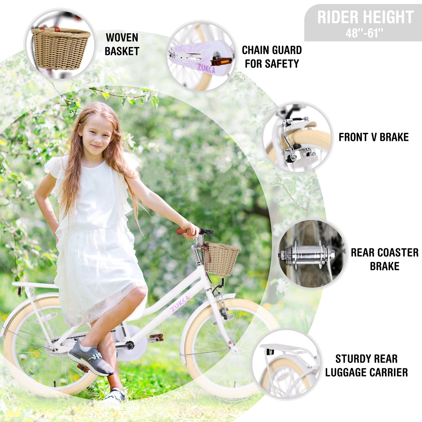 Multiple Colors,Girls Bike with Basket for 7-10 Years Old Kids,20 inch wheel ,No Training Wheels Included