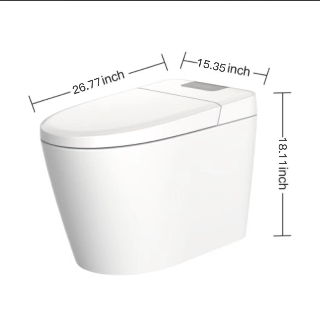 Smart Toilet U-Shaped LED Light Automatic Flush with Remote Control/Foot Sensor/Night Light T162A