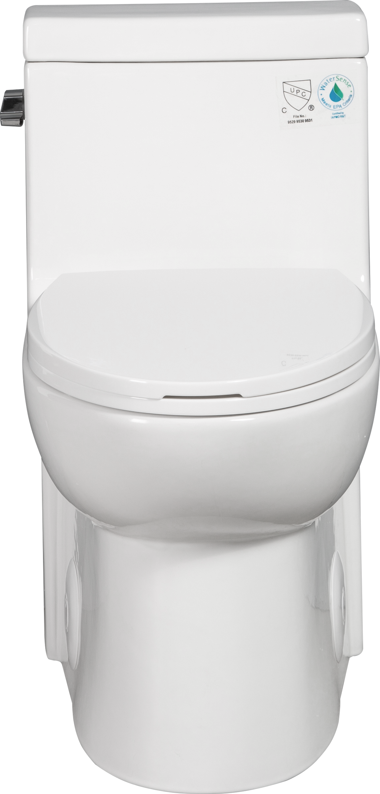 15 1/8 Inch 1.28 GPF 1-Piece Elongated Toilet with Soft-Close Seat - Gloss White  23T03-GW