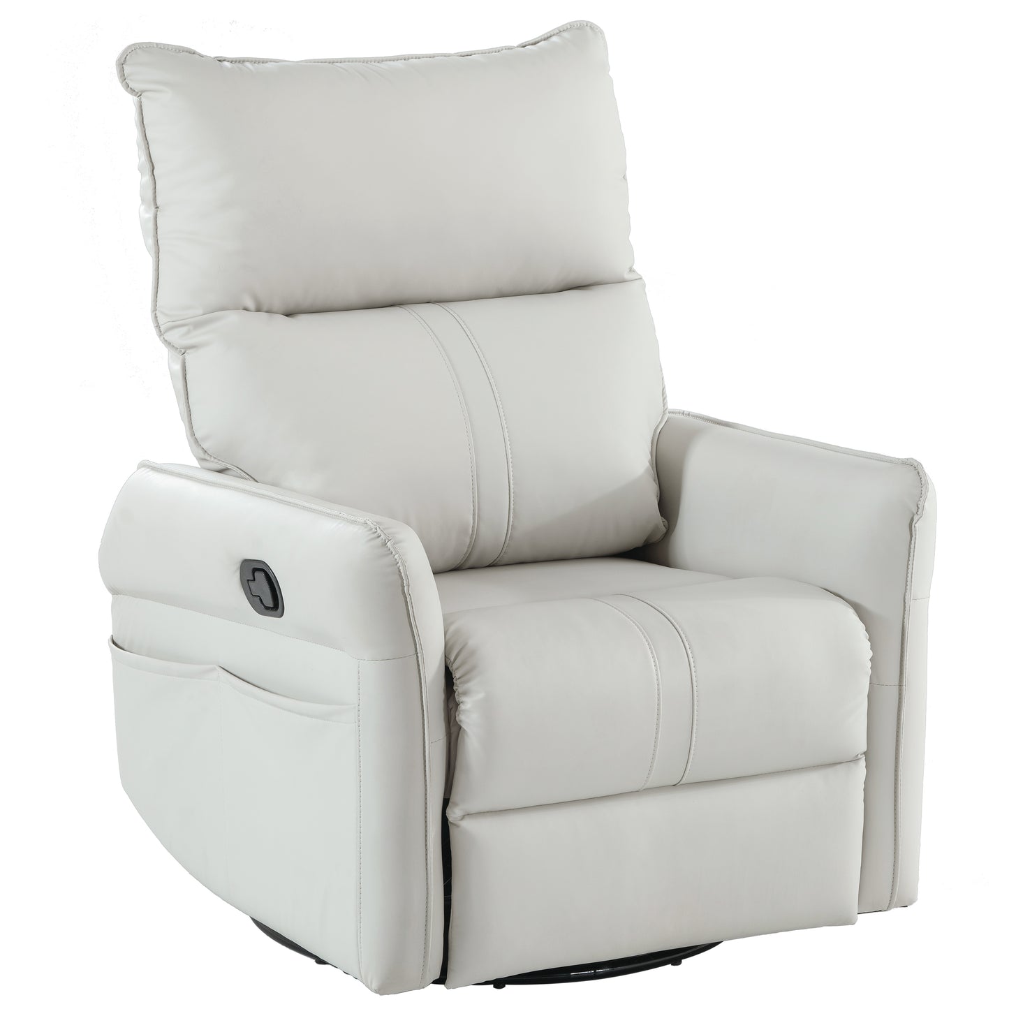 Light Gray Swivel Rocking Recliner Chair with Side Pockets