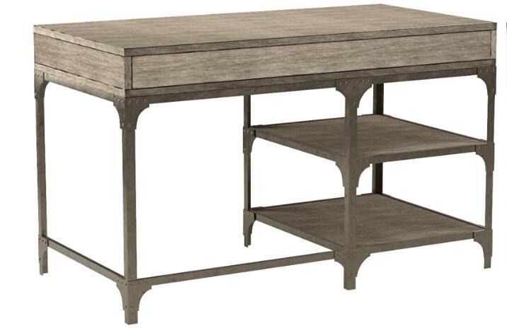 Ample Storage Industrial Desk in Weathered Oak and Antique Silver