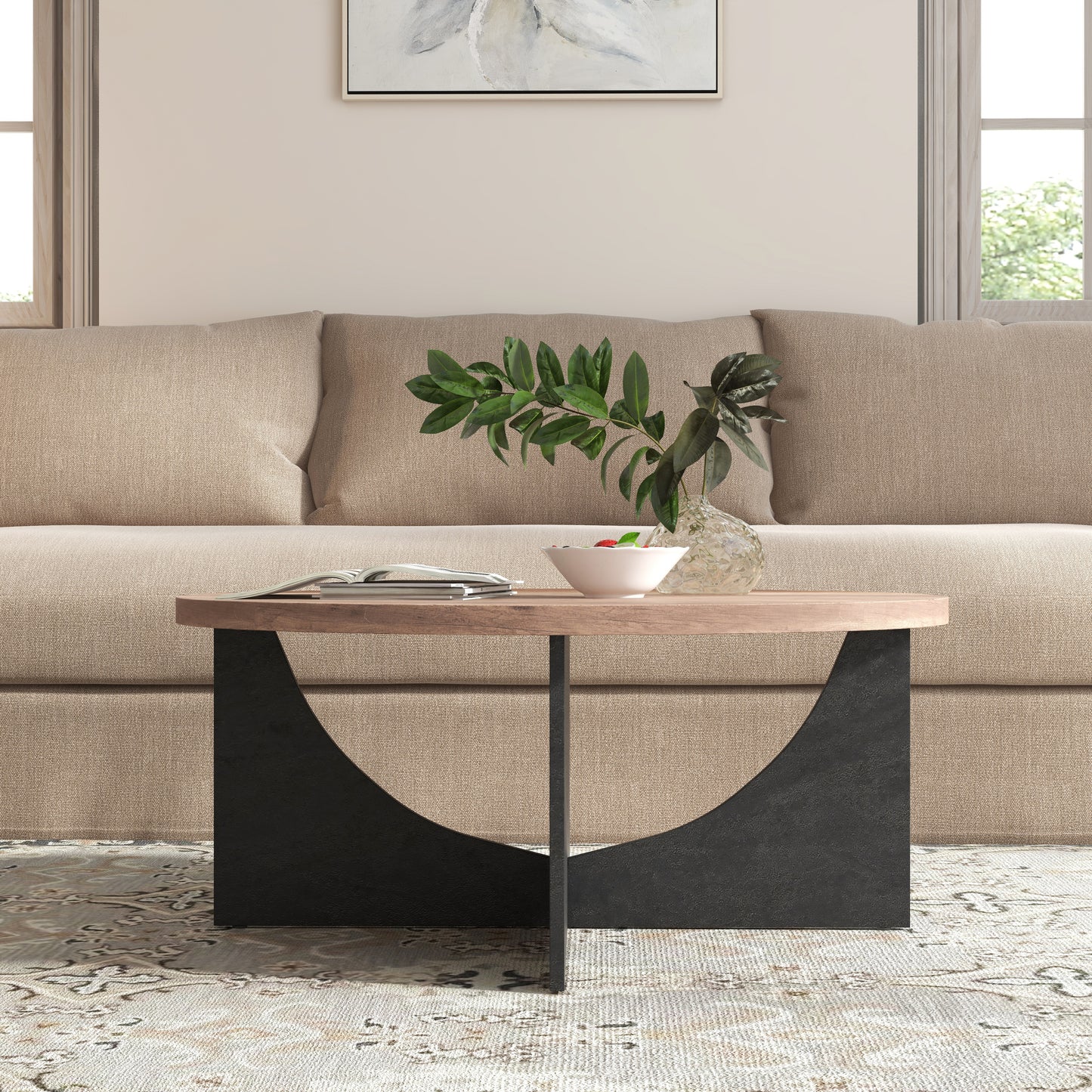 Stylish 35 Inch Modern Retro Round Coffee Table for Your Living Room and Bedroom