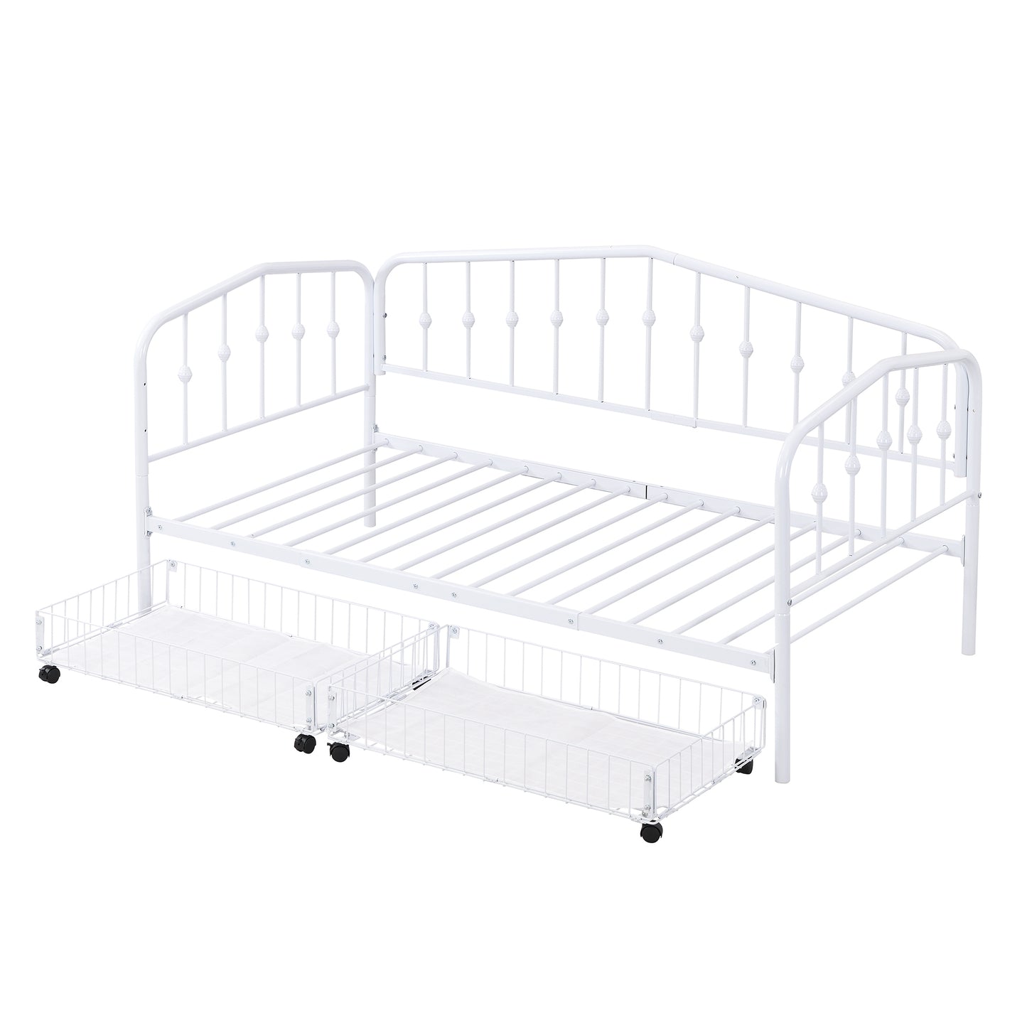 Twin Size Stylish Metal Daybed with 2 Drawers, White