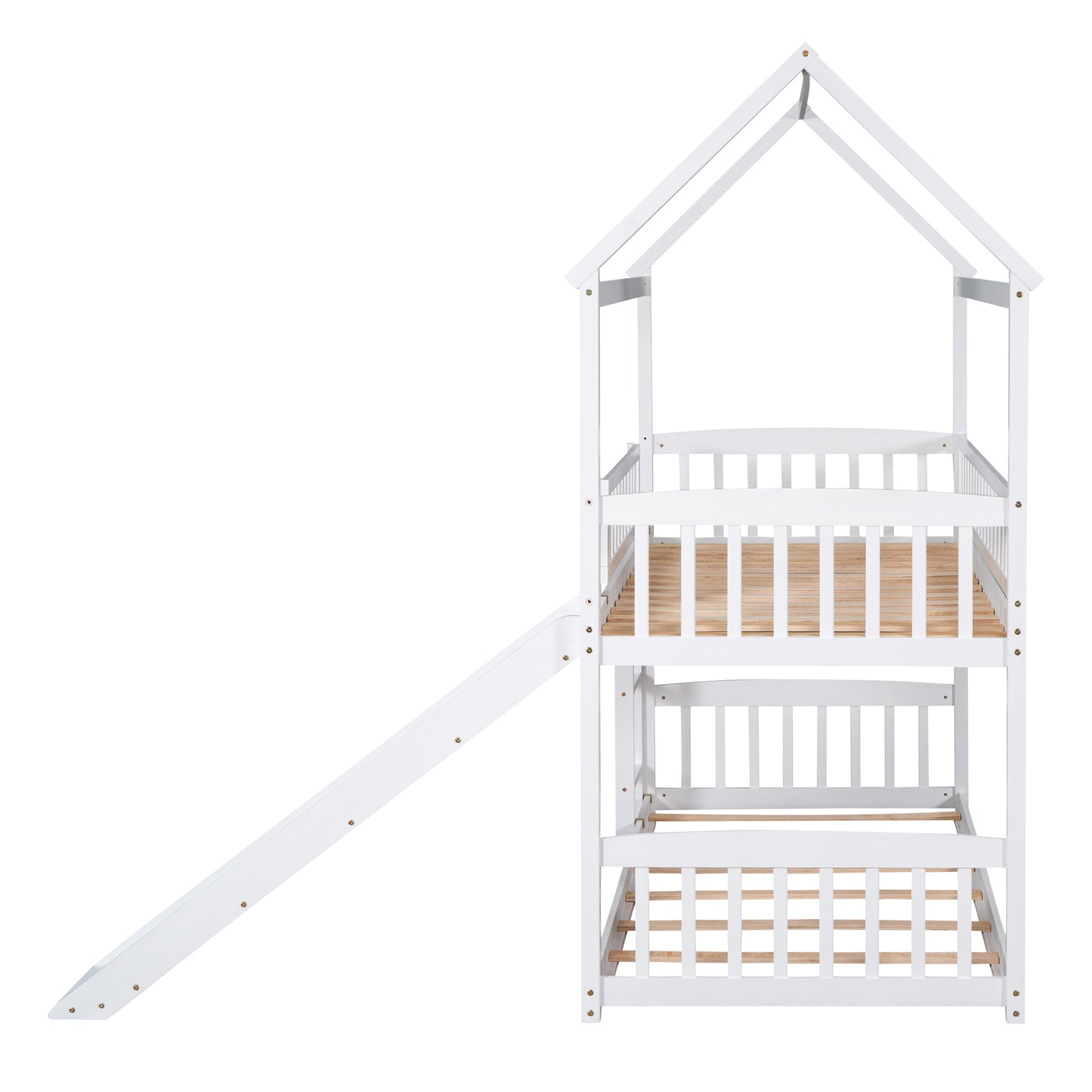 White Twin Over Twin Bunk Bed with Slide for House Design