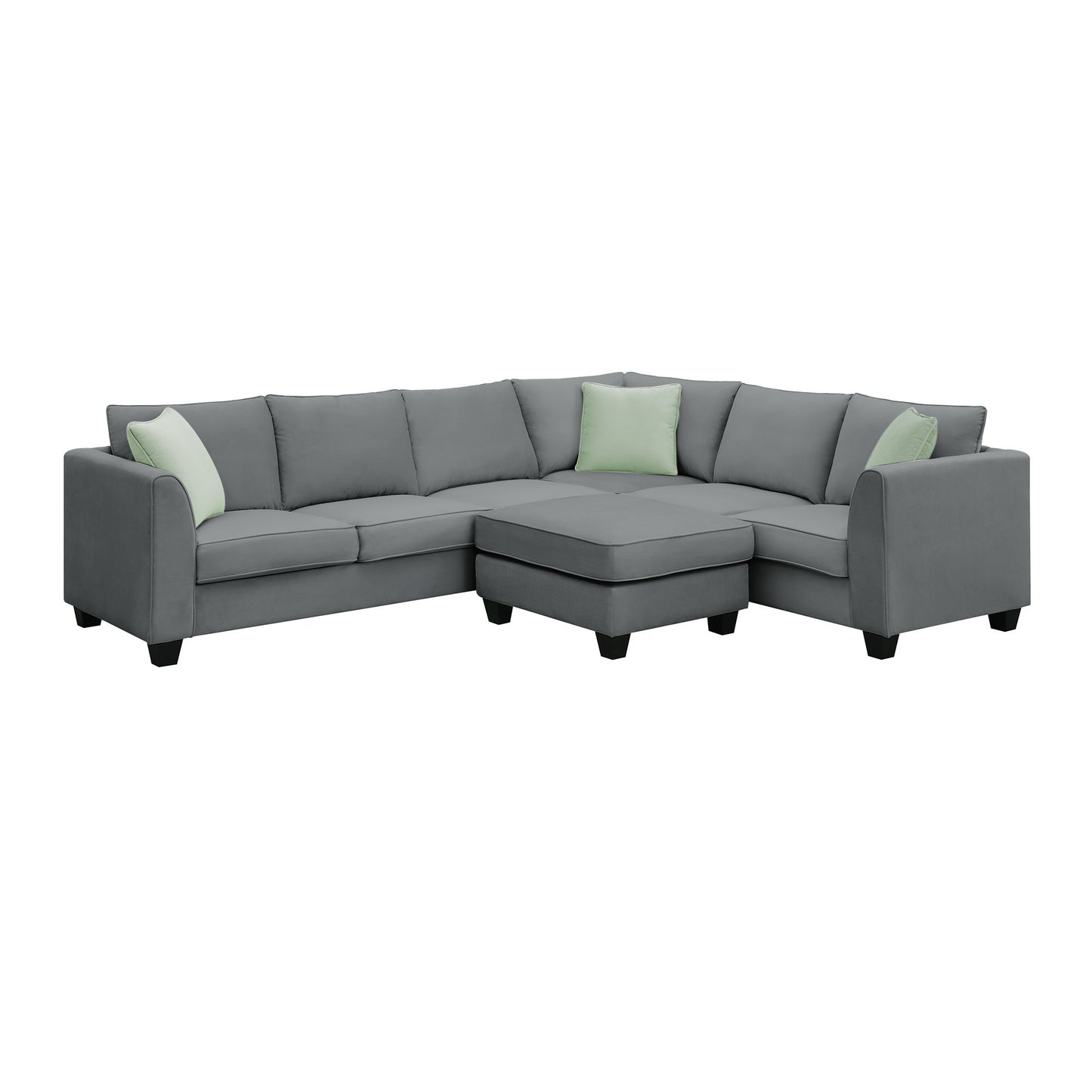 7-Seat Modular Sectional Sofa with Ottoman and Pillows - Grey (New GS008210AAG)