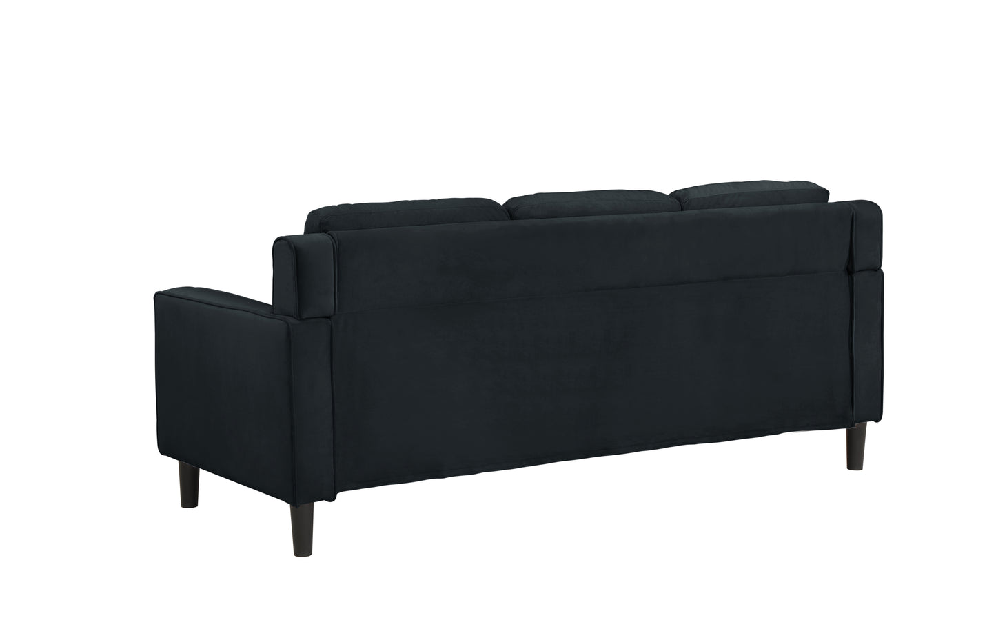 77.16 Black Velvet Modern Loveseat Sofa