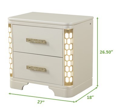 Jasmine Nightstand with side LED lightning made with Wood in Beige