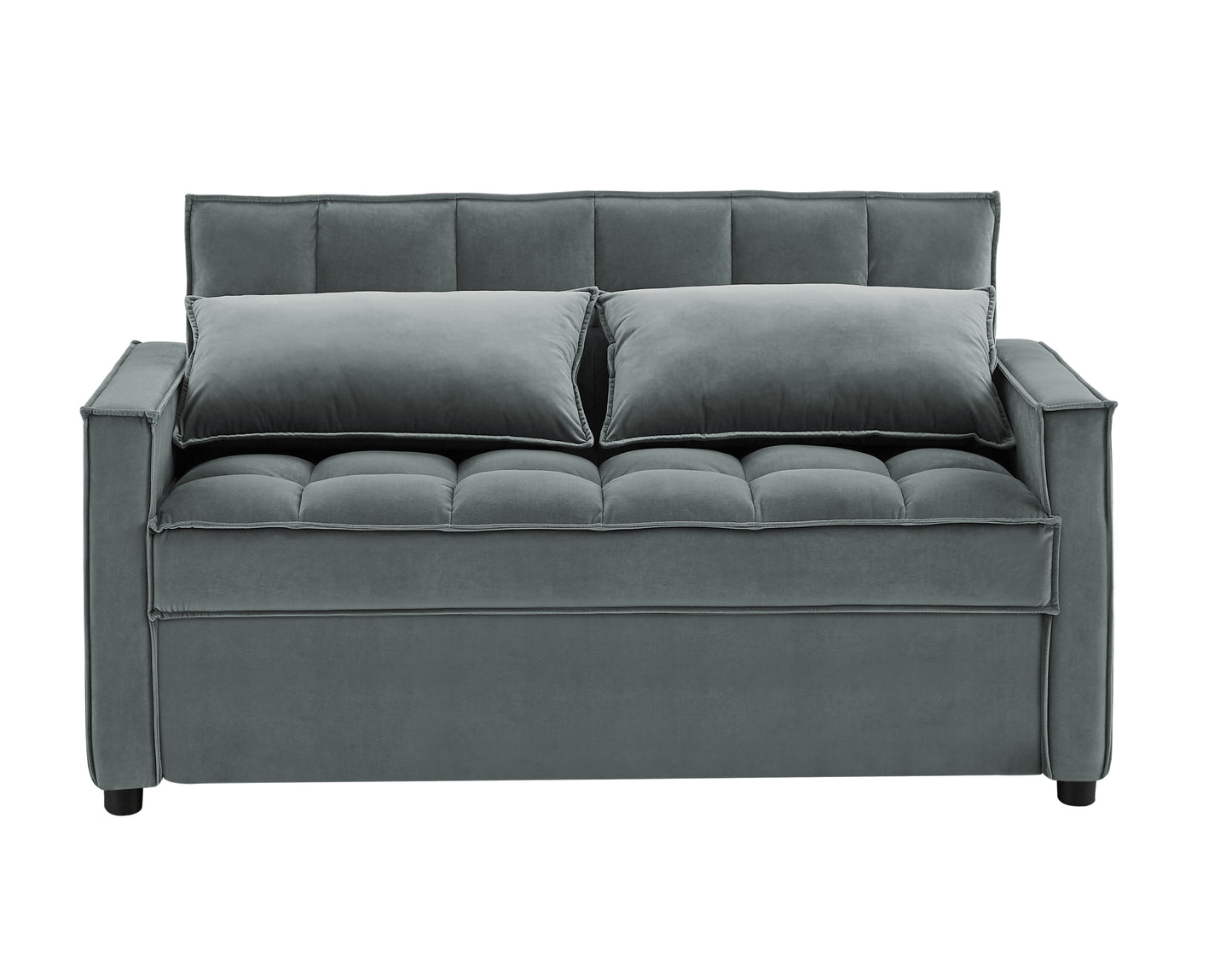 Grey Velvet Two-Person Sofa Bed