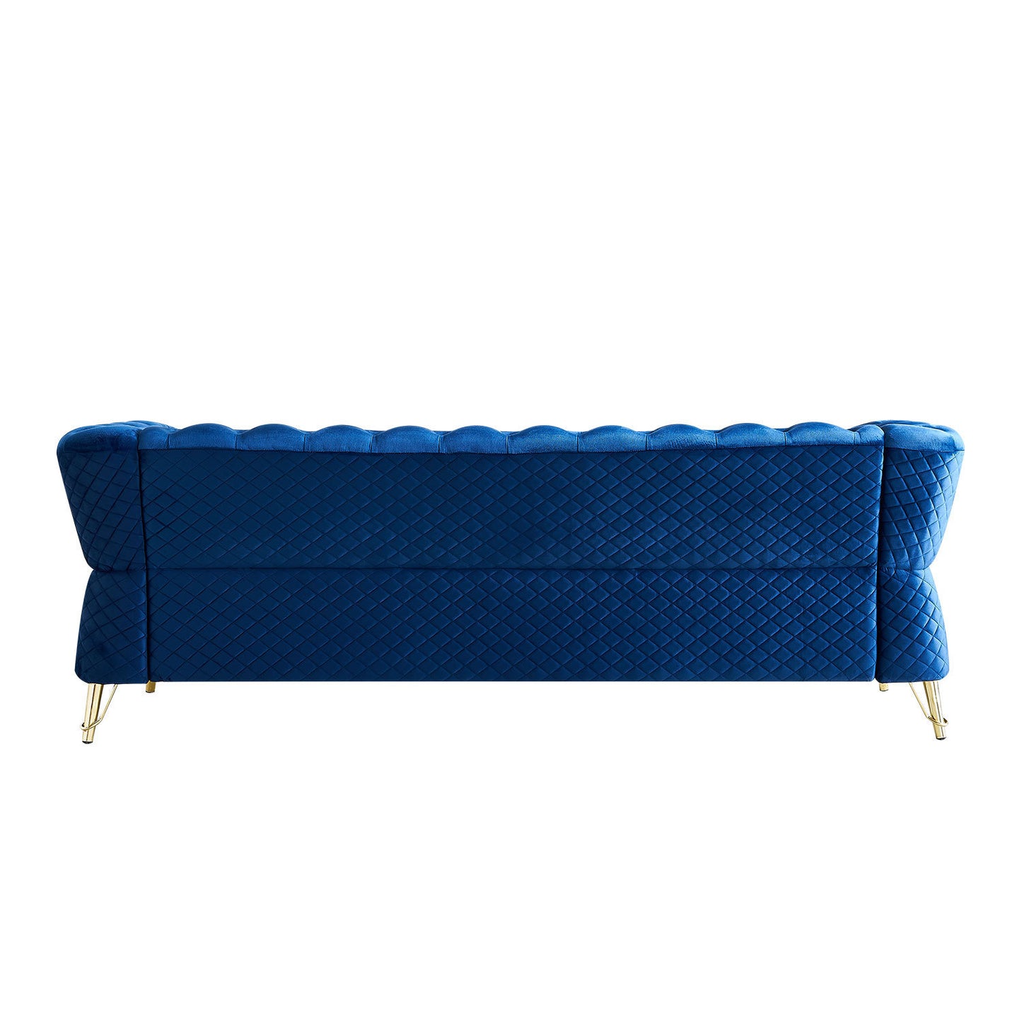 Modern Tufted Velvet Sofa 87.4 inch for Living Room Blue Color