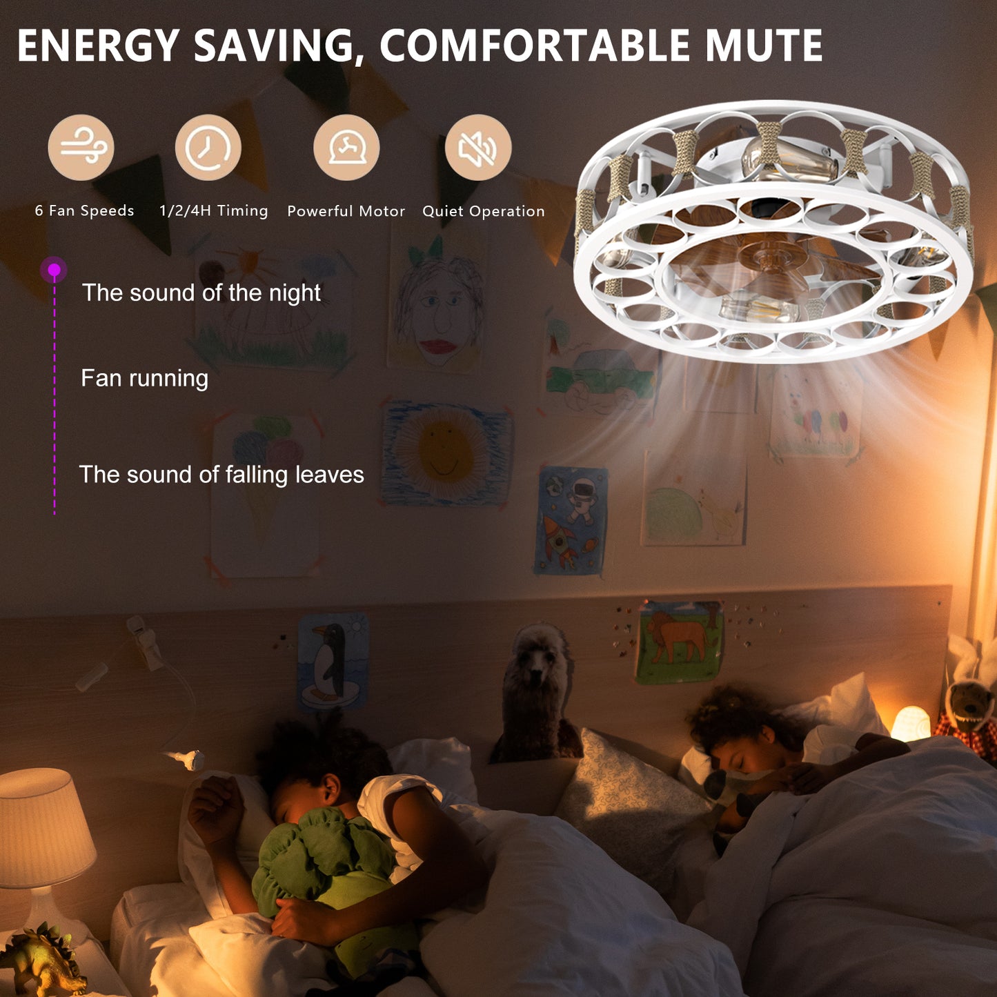 Sleek White Ceiling Fan with Remote Control and LED Lights