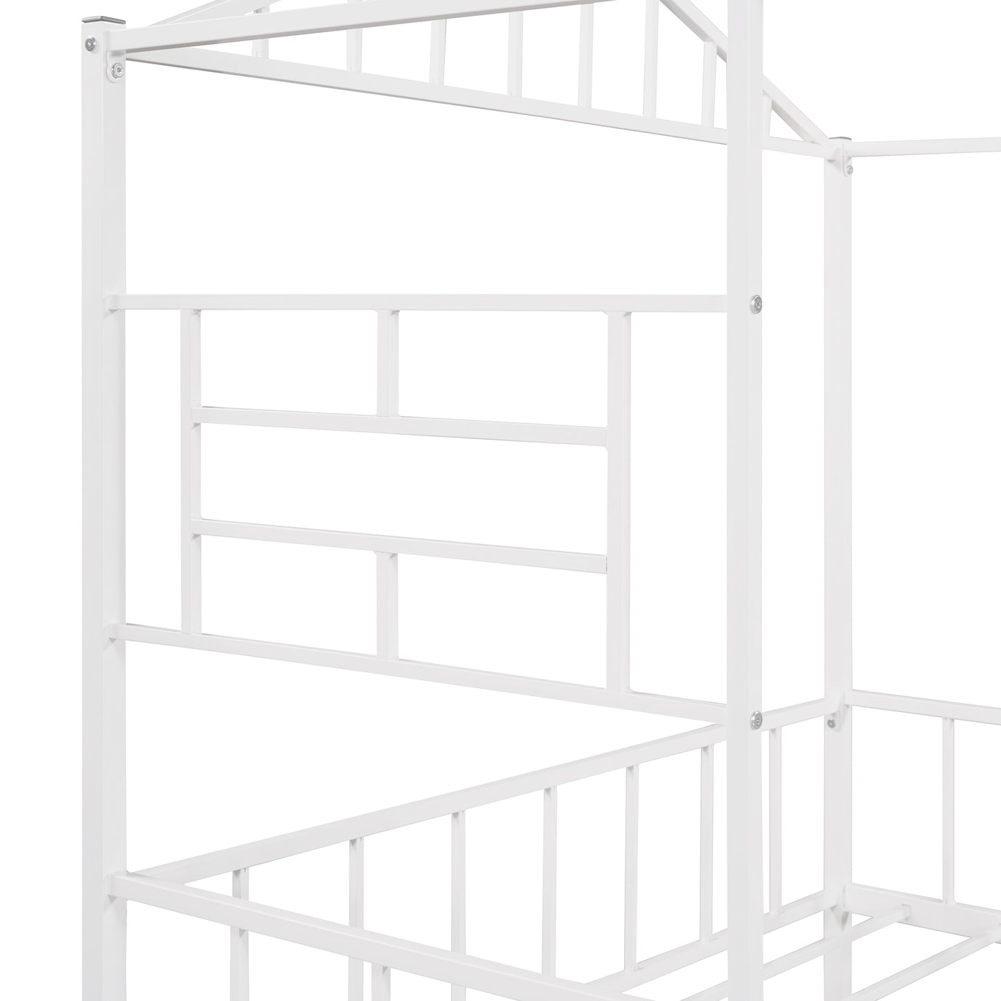 Metal House Bed Frame Full Size with Slatted Support No Box Spring Needed White