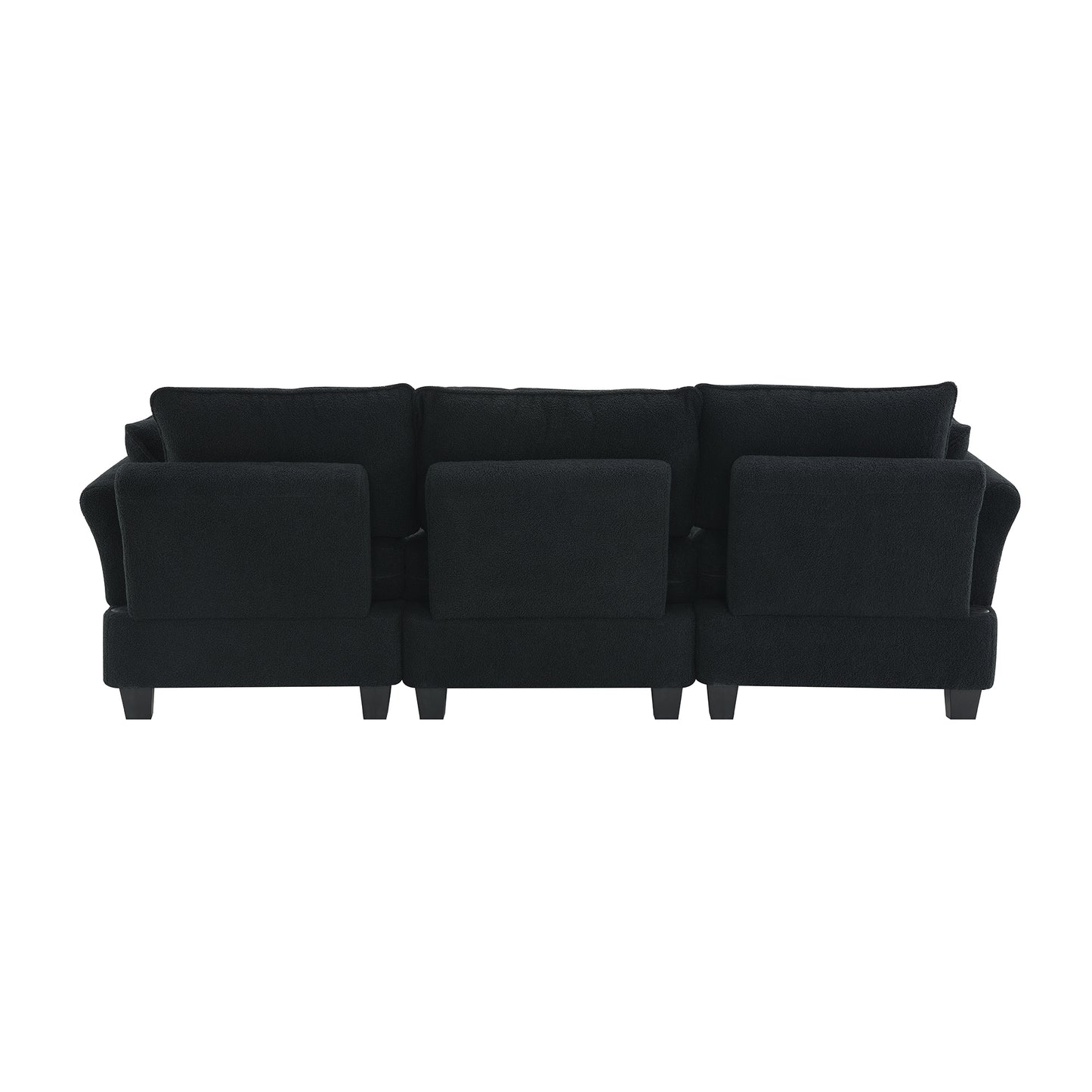 Modern Teddy Velvet Sectional Sofa with Charging Ports and Storage Ottoman - 4 Seat L-shaped Couch