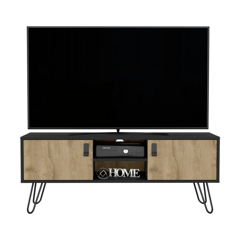 B Magness TV Stand, Black / Macadamia Storage Solution