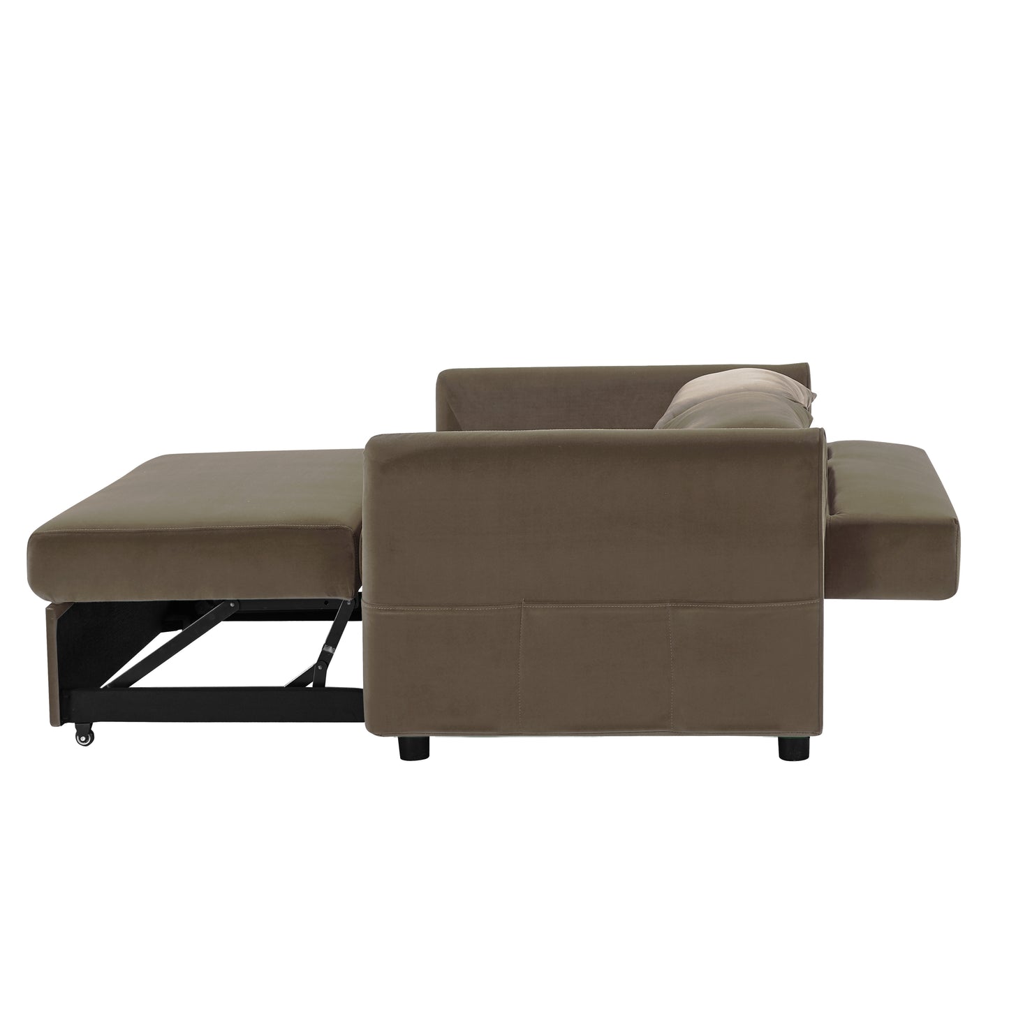 Light Brown Velvet Convertible Love Seat Sofa