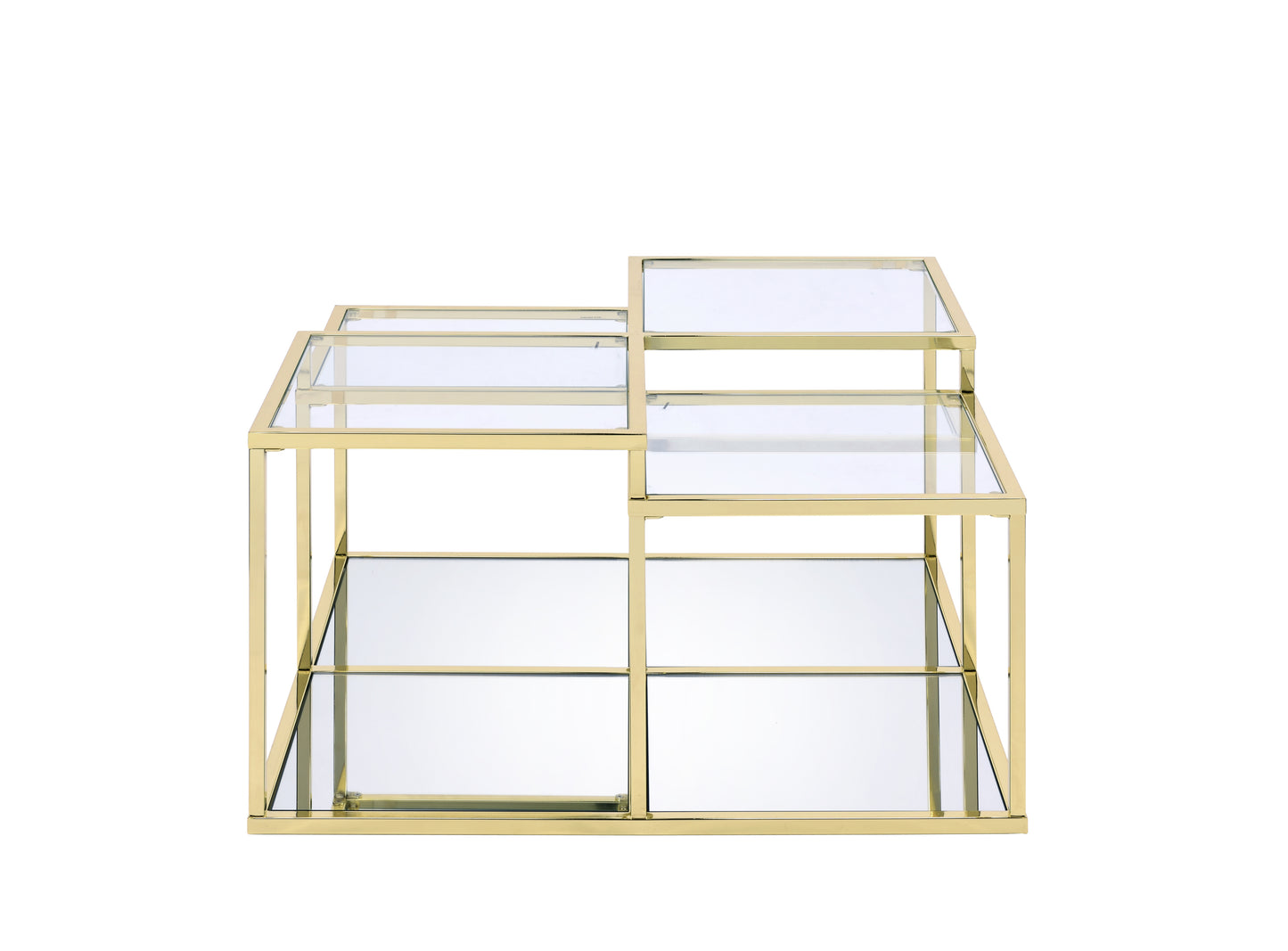 Uchenna Glass and Gold Coffee Table with Shelf