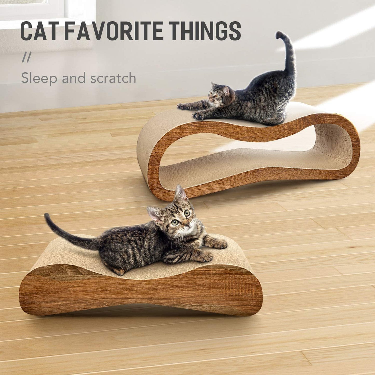 FluffyDream 2 in 1 Cat Scratcher Cardboard Lounge Bed, Cat Scratching Post, Durable Board Pads Prevents Furniture Damage,Large